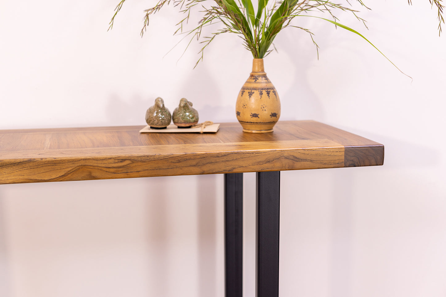 52x12" Teak Mission Edge Console Table, Smooth-Texture Natural Finish