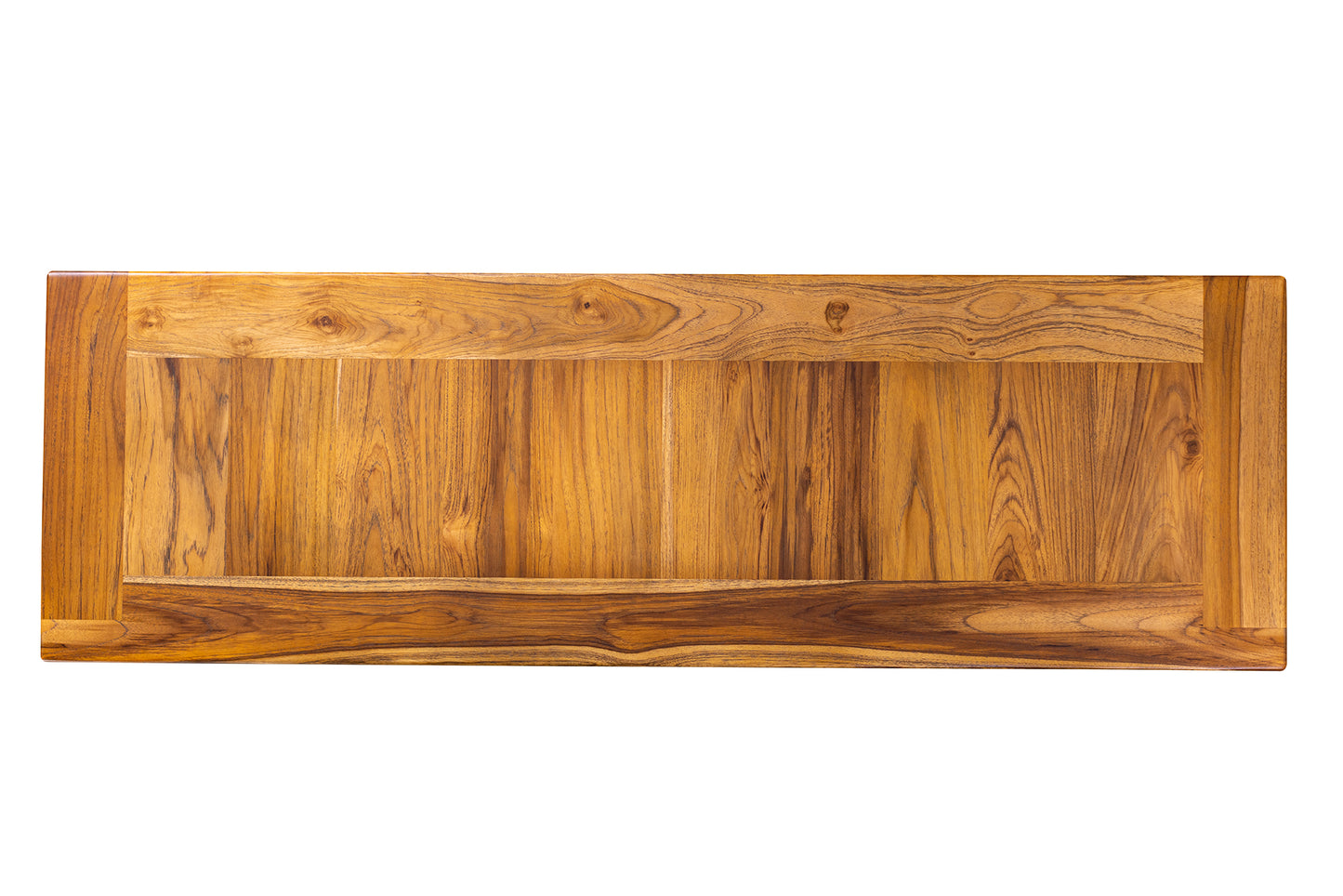 52x12" Teak Mission Edge Console Table, Smooth-Texture Natural Finish
