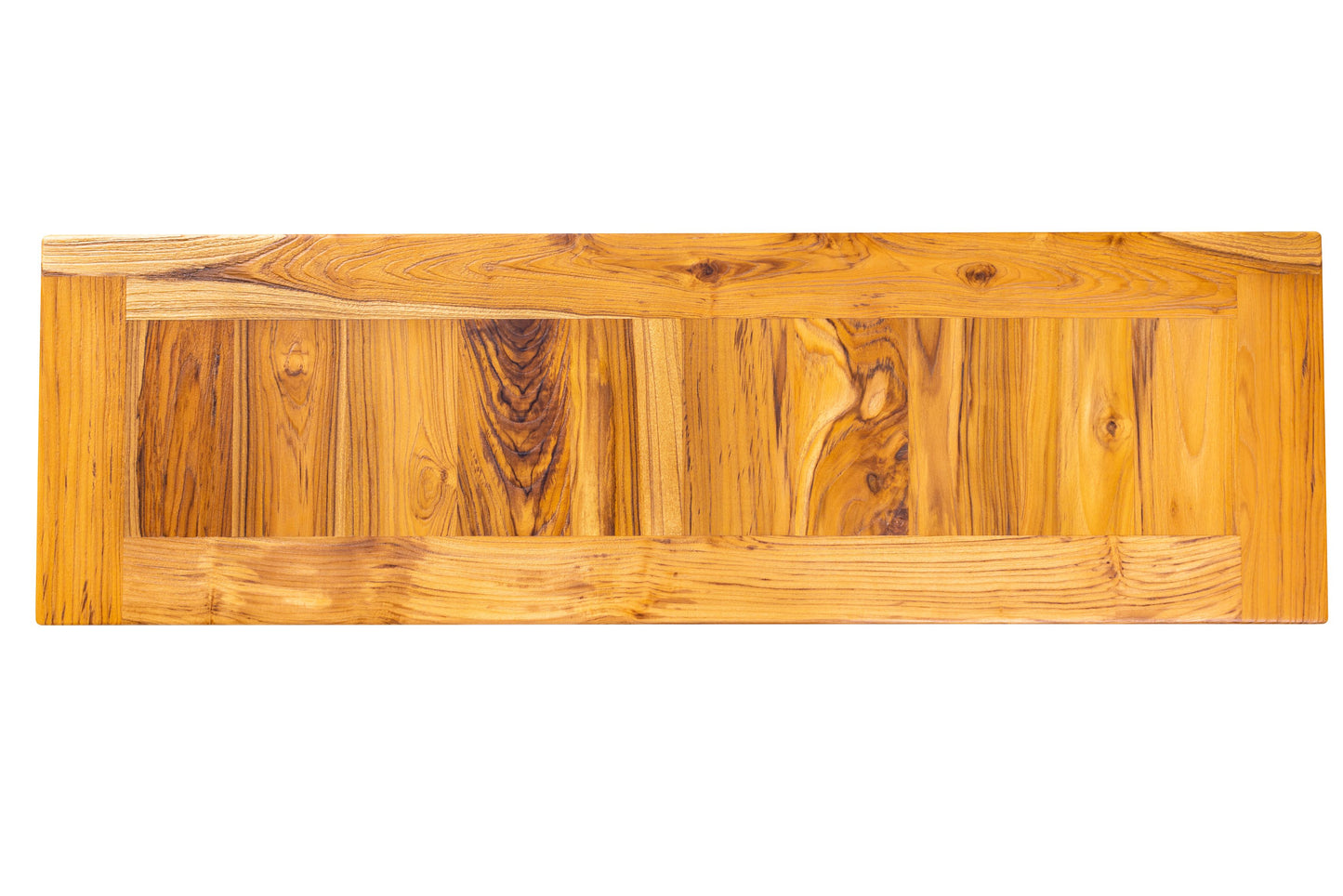 52x12" Teak Mission Edge Console Table, Brushed-Texture Natural Finish