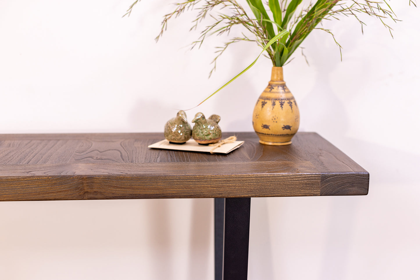 52x12" Teak Mission Edge Console Table, Brushed-Texture Cocoa Finish