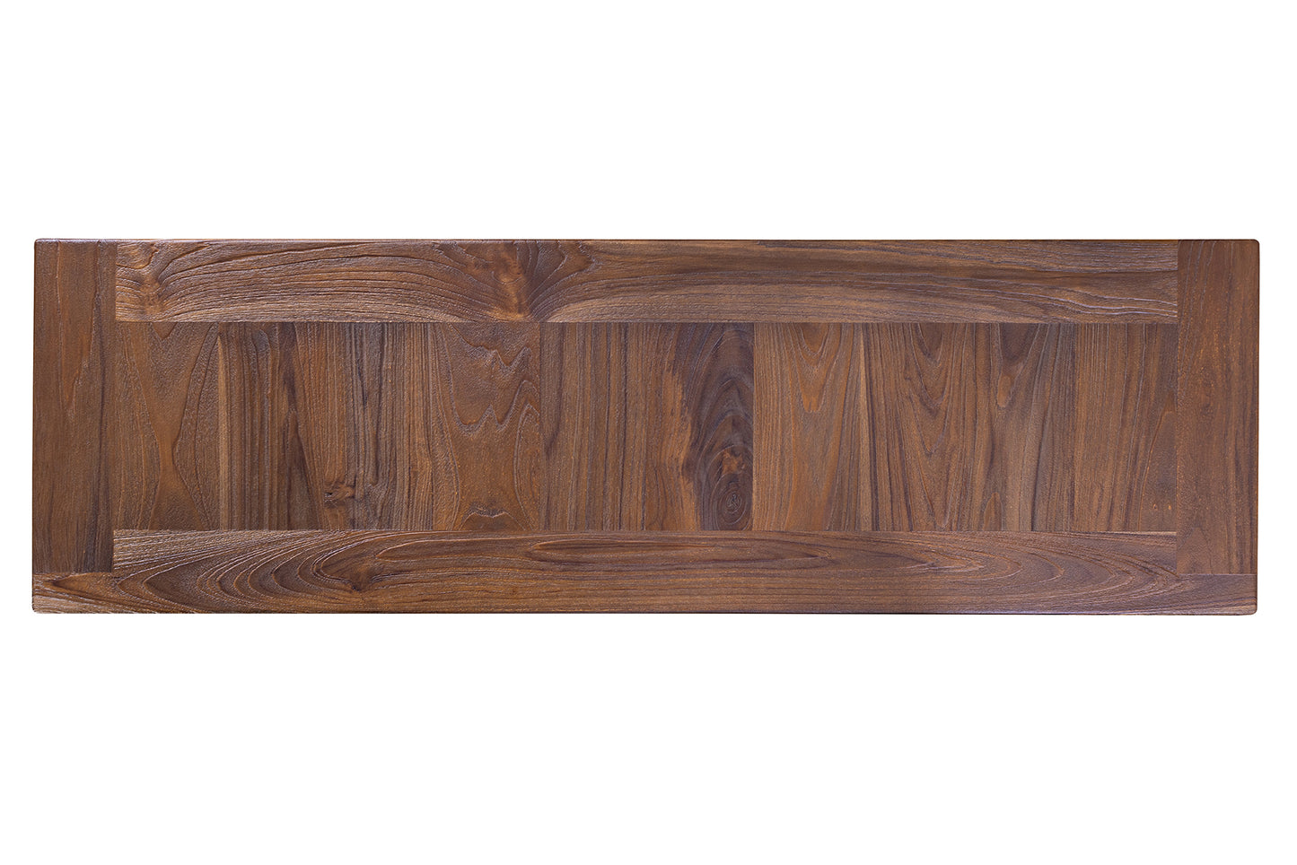 52x12" Teak Mission Edge Console Table, Brushed-Texture Cocoa Finish