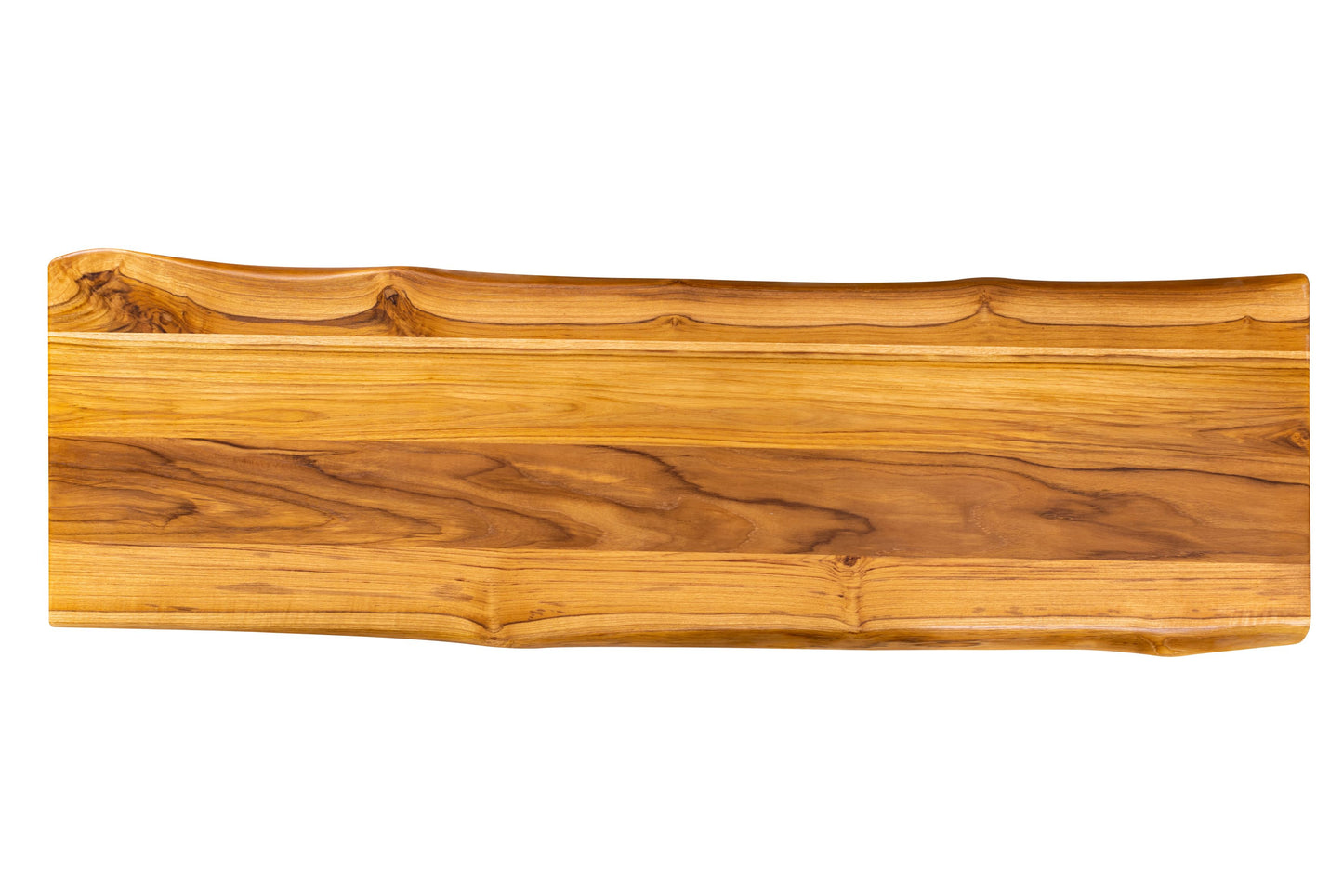 65x18" Teak Live Edge Console Table, Smooth-Texture Natural Finish