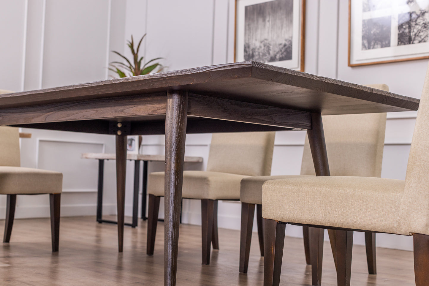 84x40" Chicago Teak Dining Table, Brushed-Texture Cocoa Finish