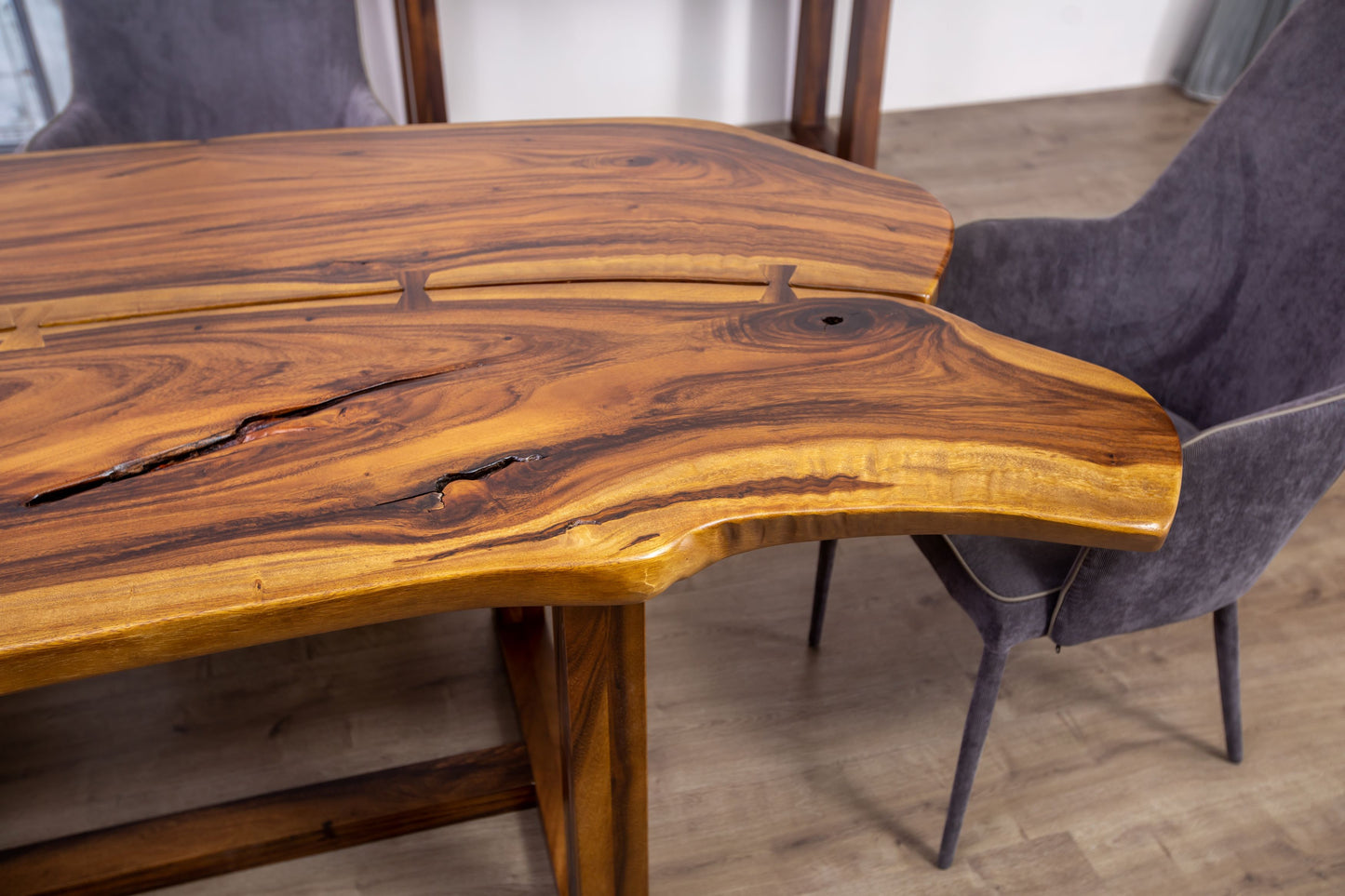 Acacia 88x40" Nakashima Inspired Live Edge, Smooth-Texture Milk Choc Finish