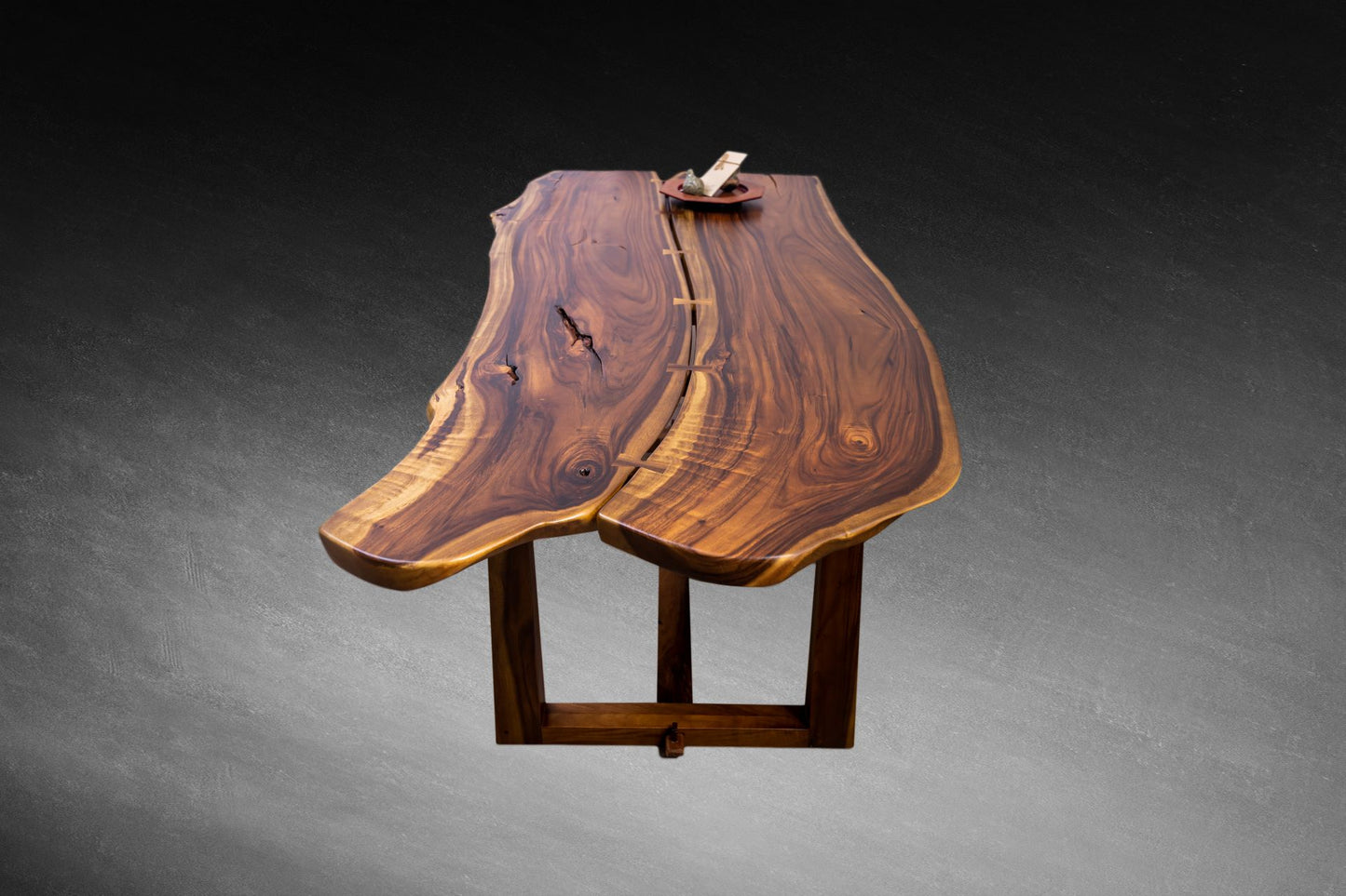 Acacia 88x40" Nakashima Inspired Live Edge, Smooth-Texture Milk Choc Finish