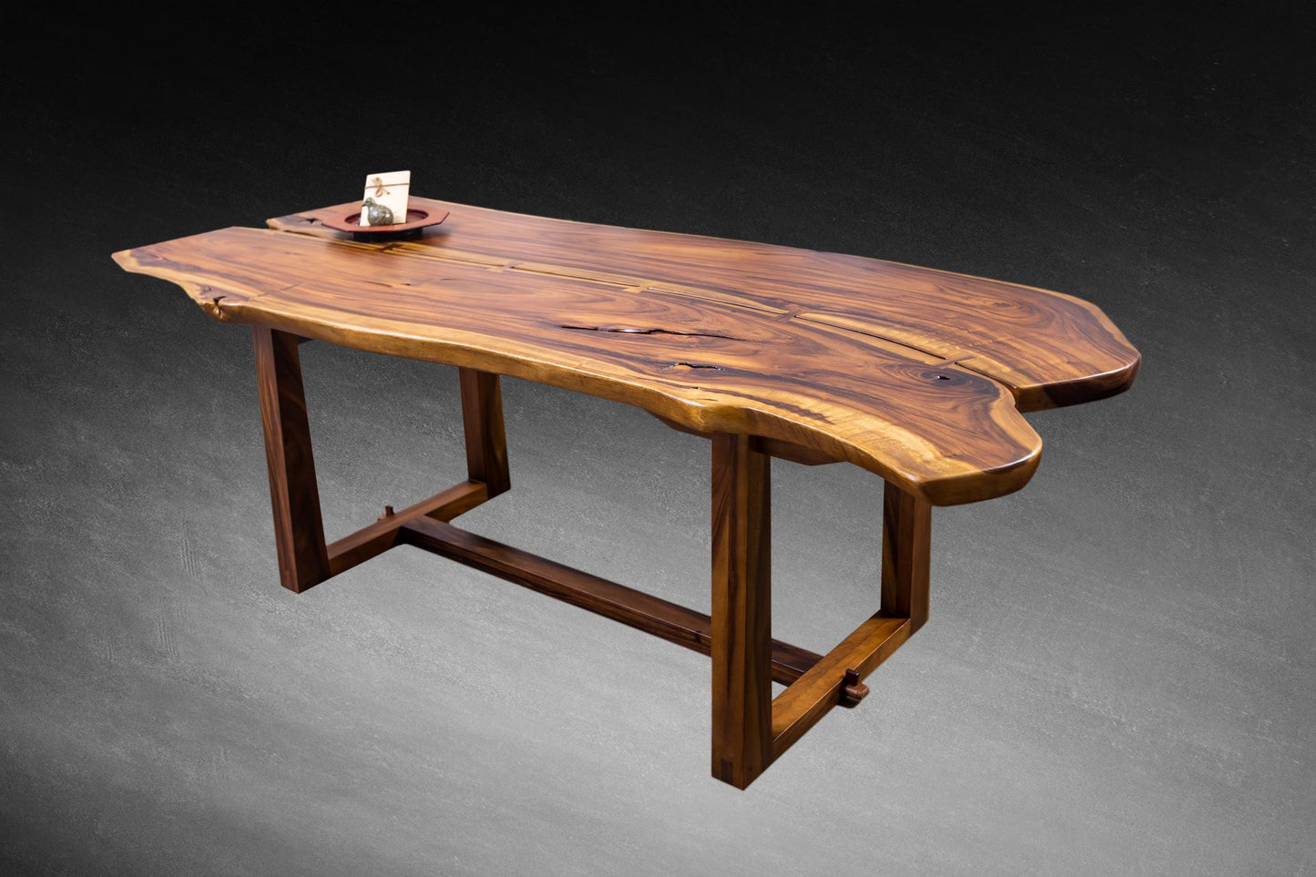 Acacia 88x40" Nakashima Inspired Live Edge, Smooth-Texture Milk Choc Finish