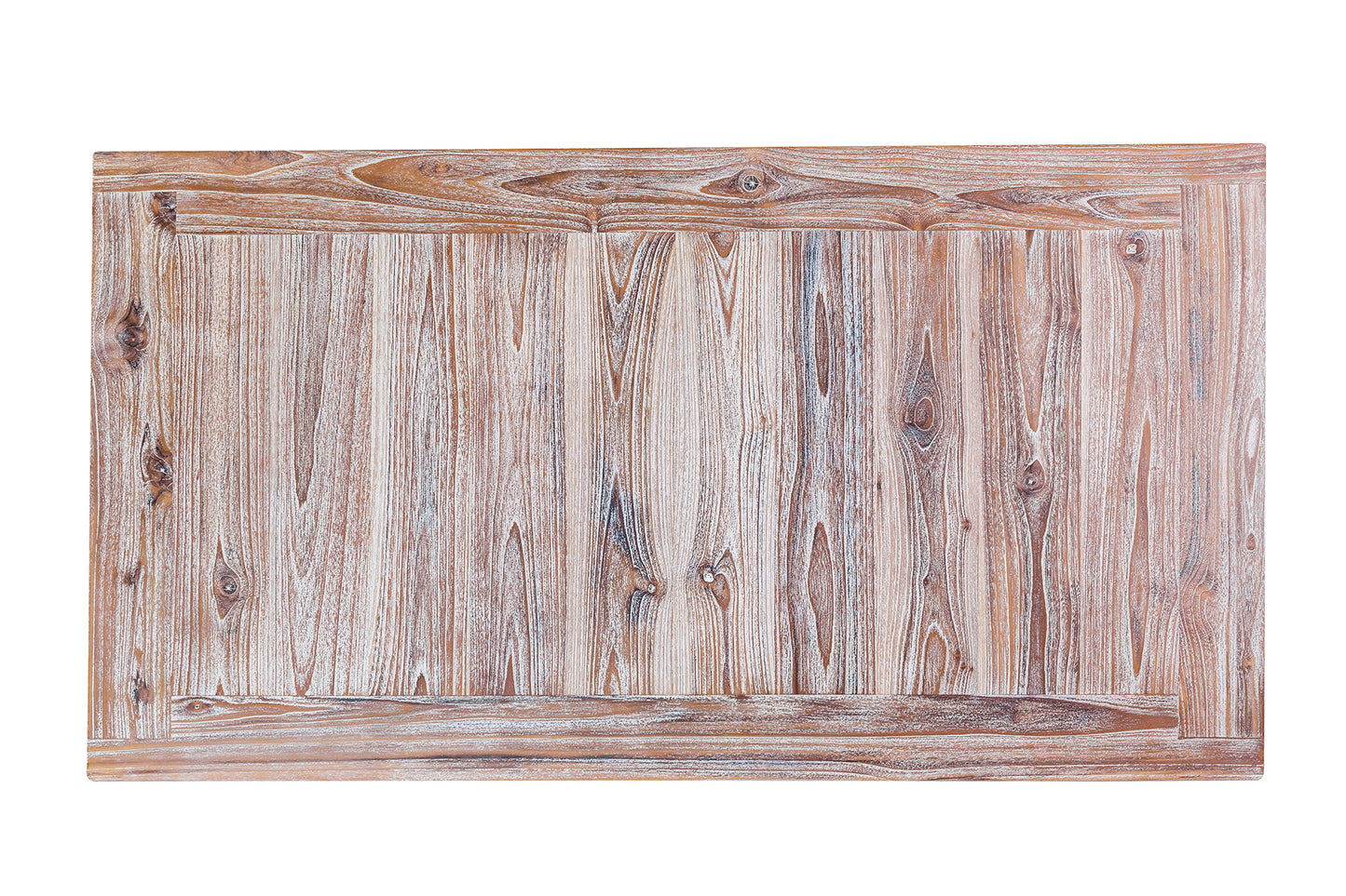 55x30" Teak Mission Edge Coffee Table, Brushed-Texture Sun Bleached Finish