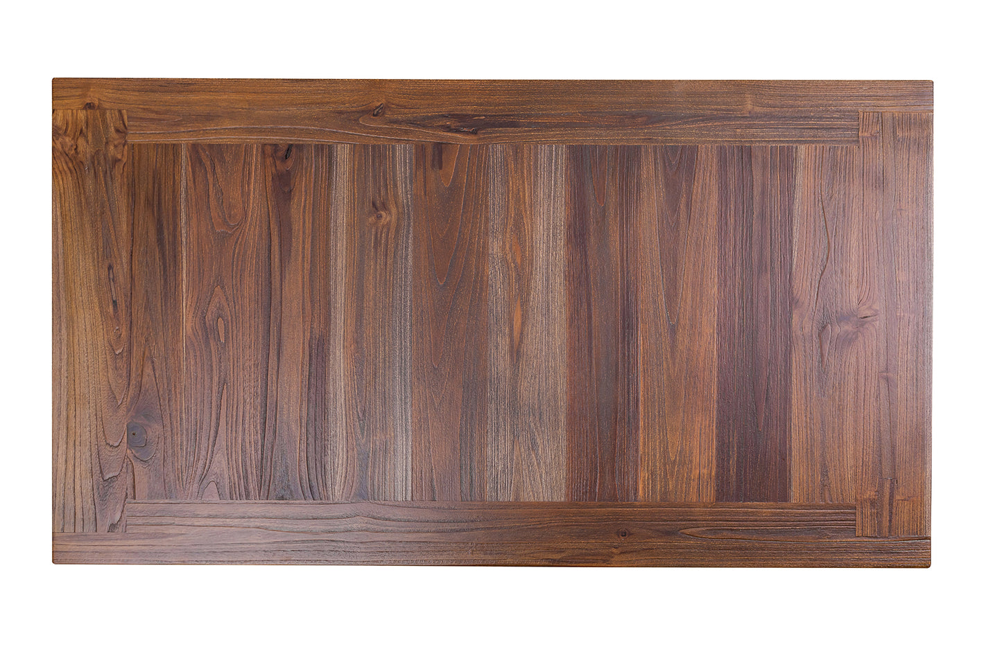 55x30" Teak Mission Edge Coffee Table, Brushed-Texture Cocoa Finish