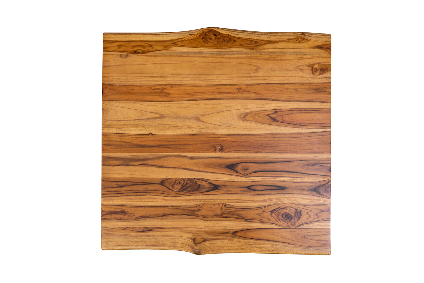 30x30" Teak Live Edge Side Table, Brushed-Texture Natural Finish