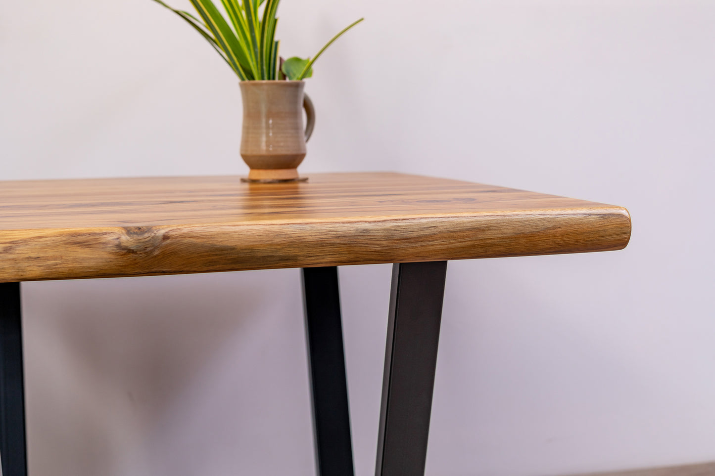30x30" Teak Live Edge Side Table, Brushed-Texture Natural Finish