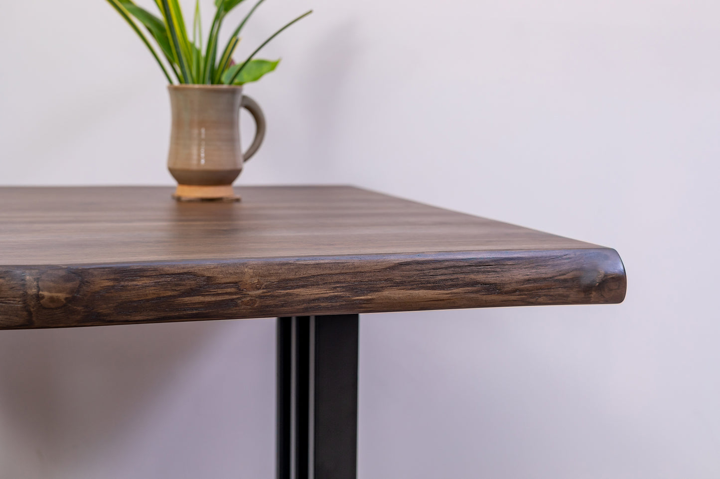 30x30" Teak Live Edge Side Table, Brushed-Texture Cocoa Finish