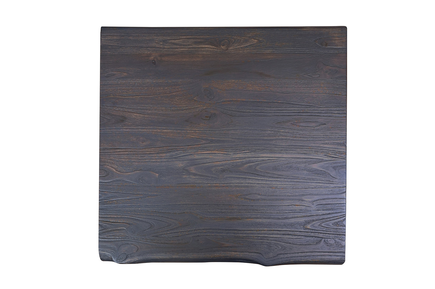 30x30" Teak Live Edge Side Table, Brushed-Texture Anthracite Gray Finish