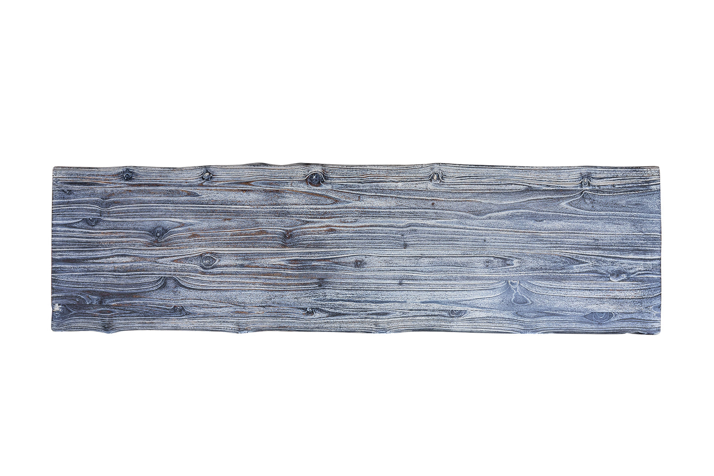 65x18" Teak Live Edge Console Table, Brushed-Texture Weathered Finish