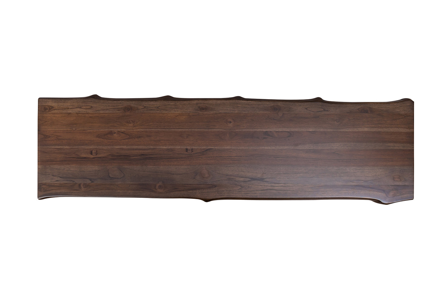 65x18" Teak Live Edge Console Table, Smooth-Texture Cocoa Finish