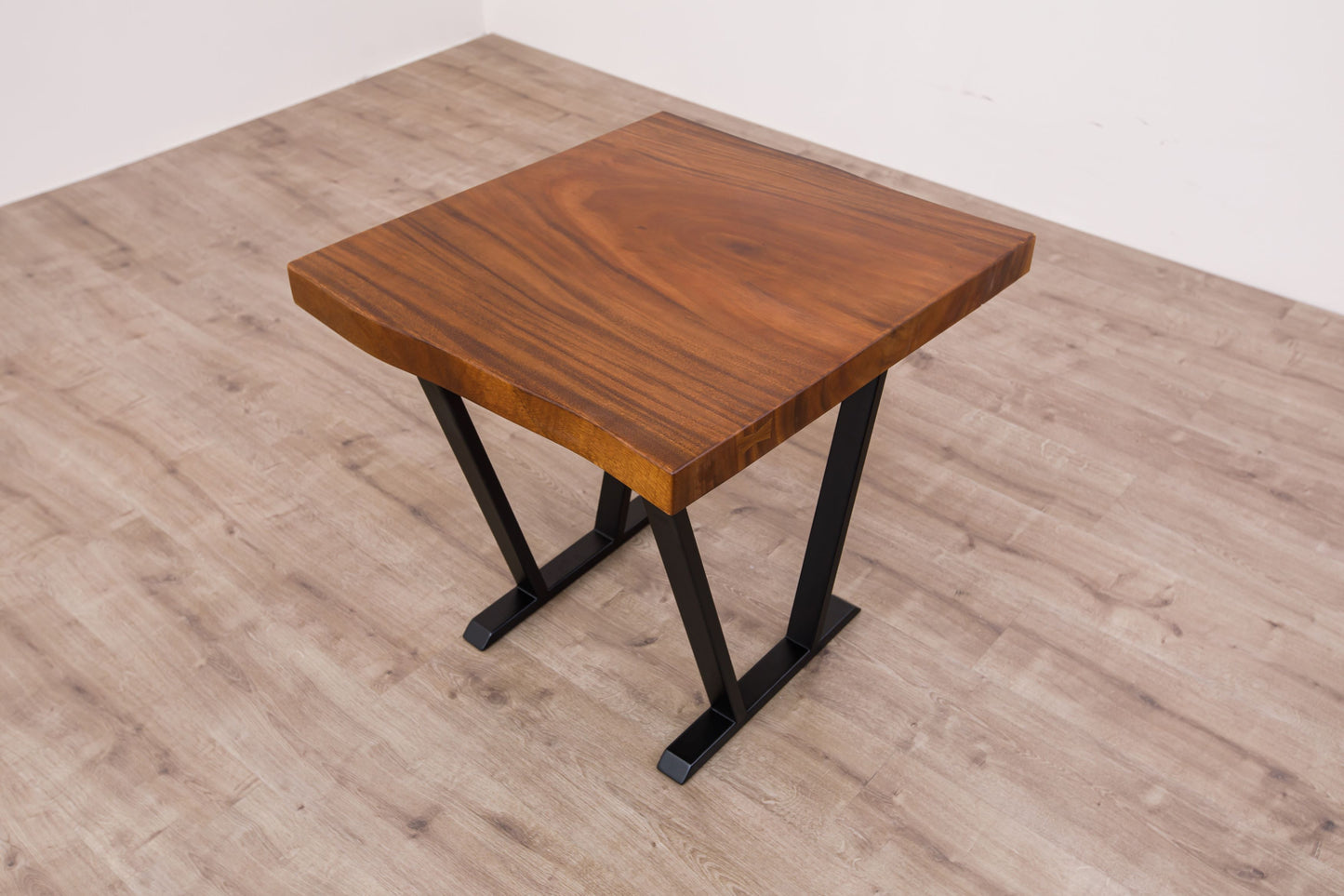 30x30" Acacia Live Edge Side Table, Smooth-Texture Milk Chocolate Finish