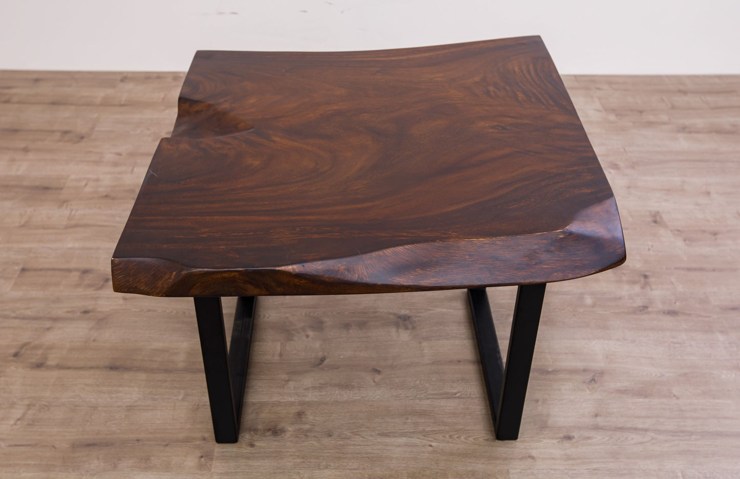 30x30" Acacia Live Edge Side Table, Smooth-Texture Dark Chocolate Finish