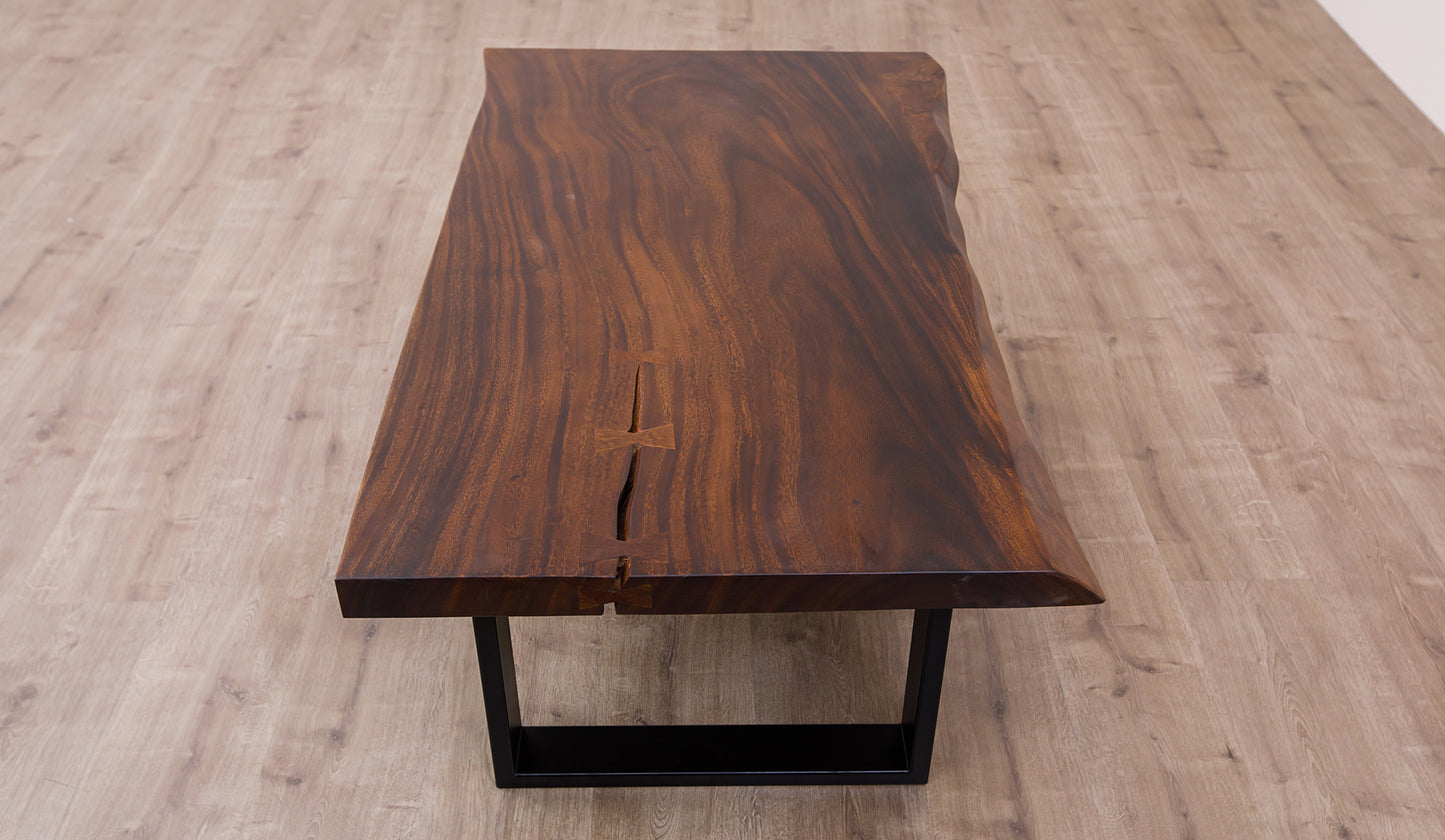 55x30" Acacia Live Edge Coffee Table, Smooth-Texture Dark Chocolate Finish