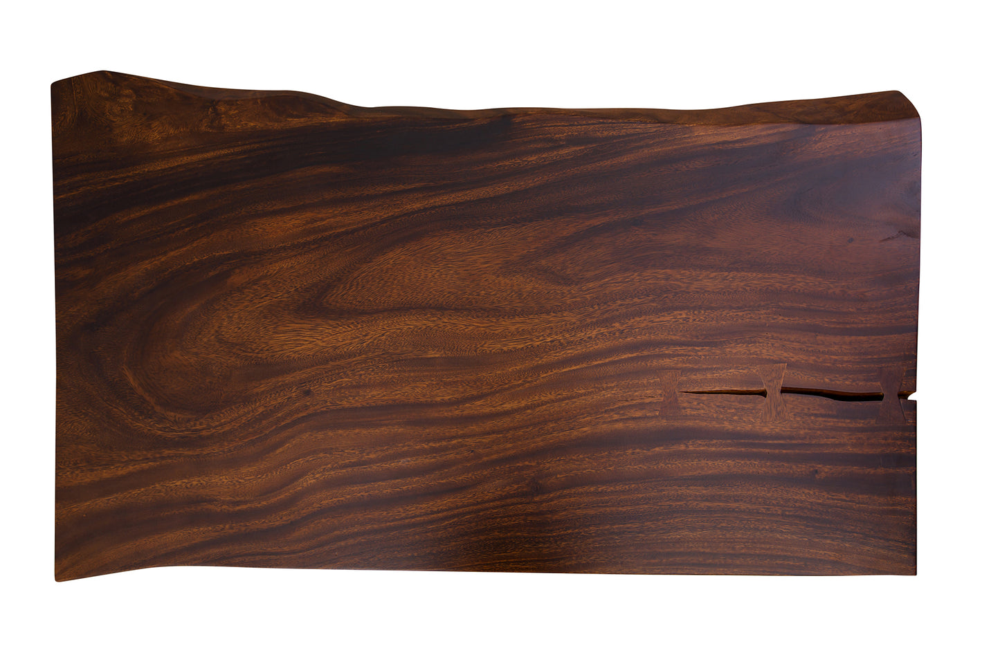 55x30" Acacia Live Edge Coffee Table, Smooth-Texture Dark Chocolate Finish