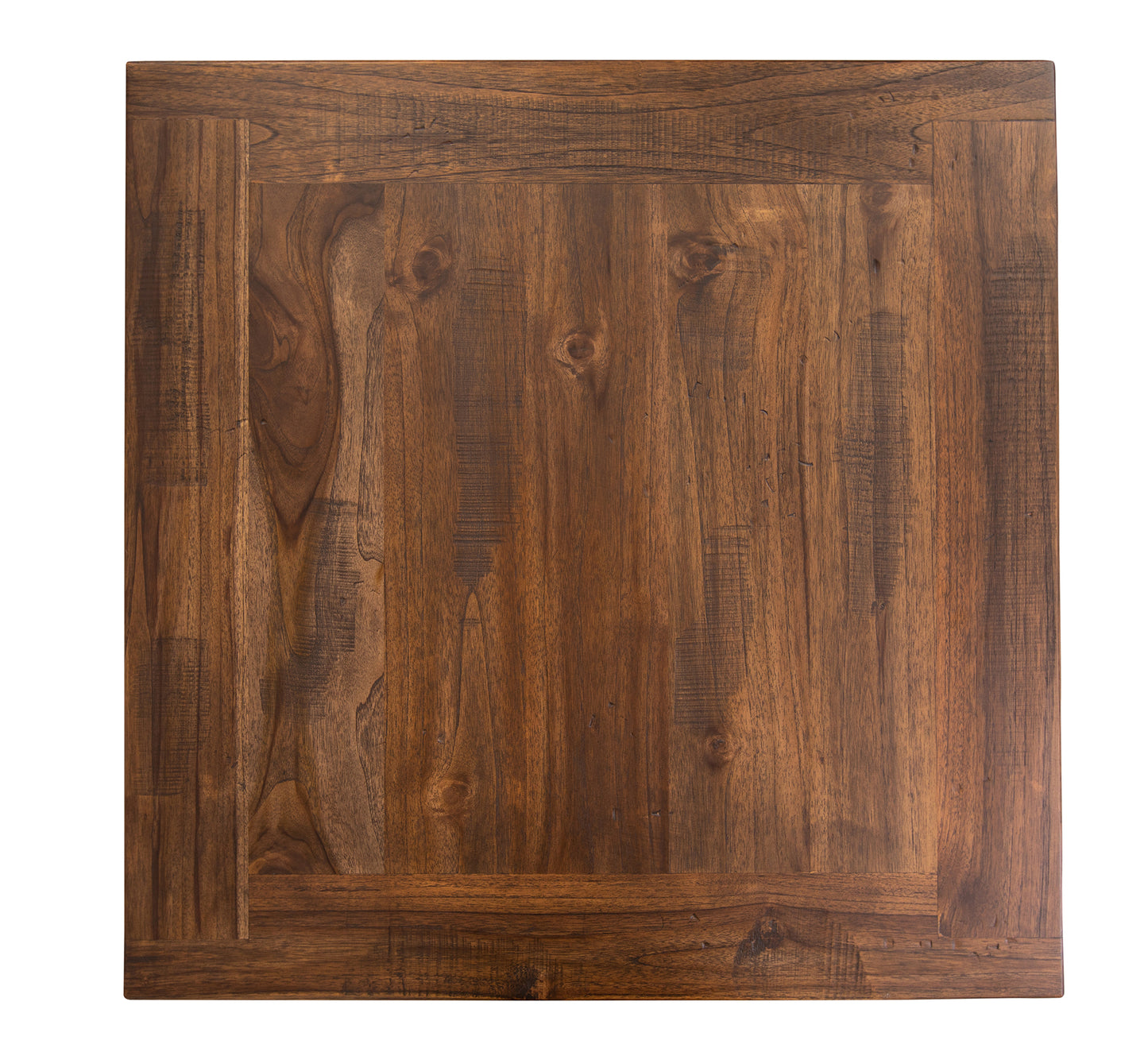 30x30" Teak Mission Edge Side Table, Organic-Texture Cocoa Finish