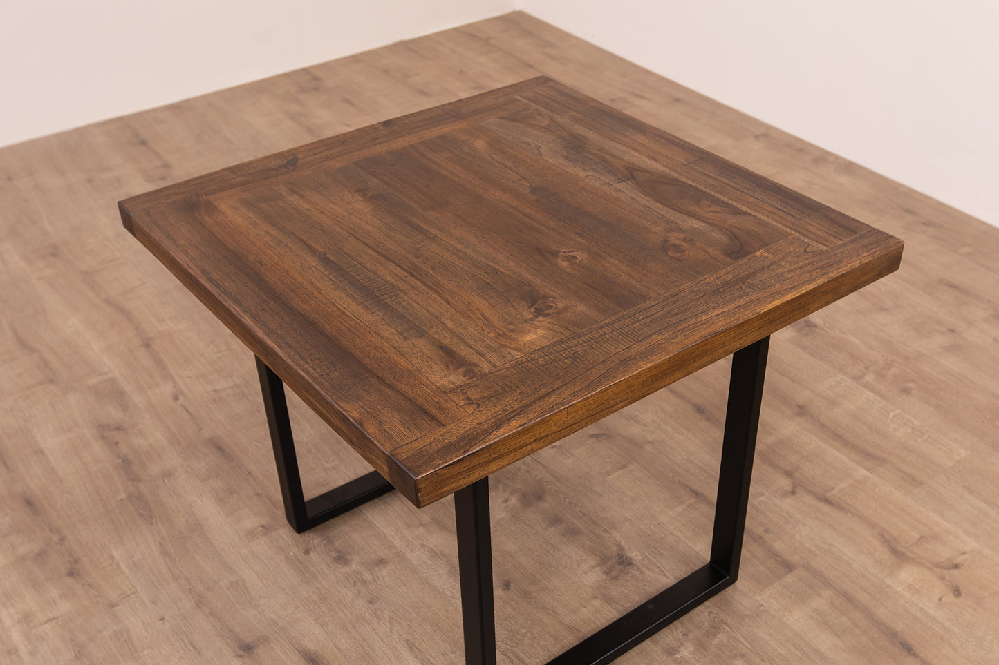 30x30" Teak Mission Edge Side Table, Organic-Texture Cocoa Finish