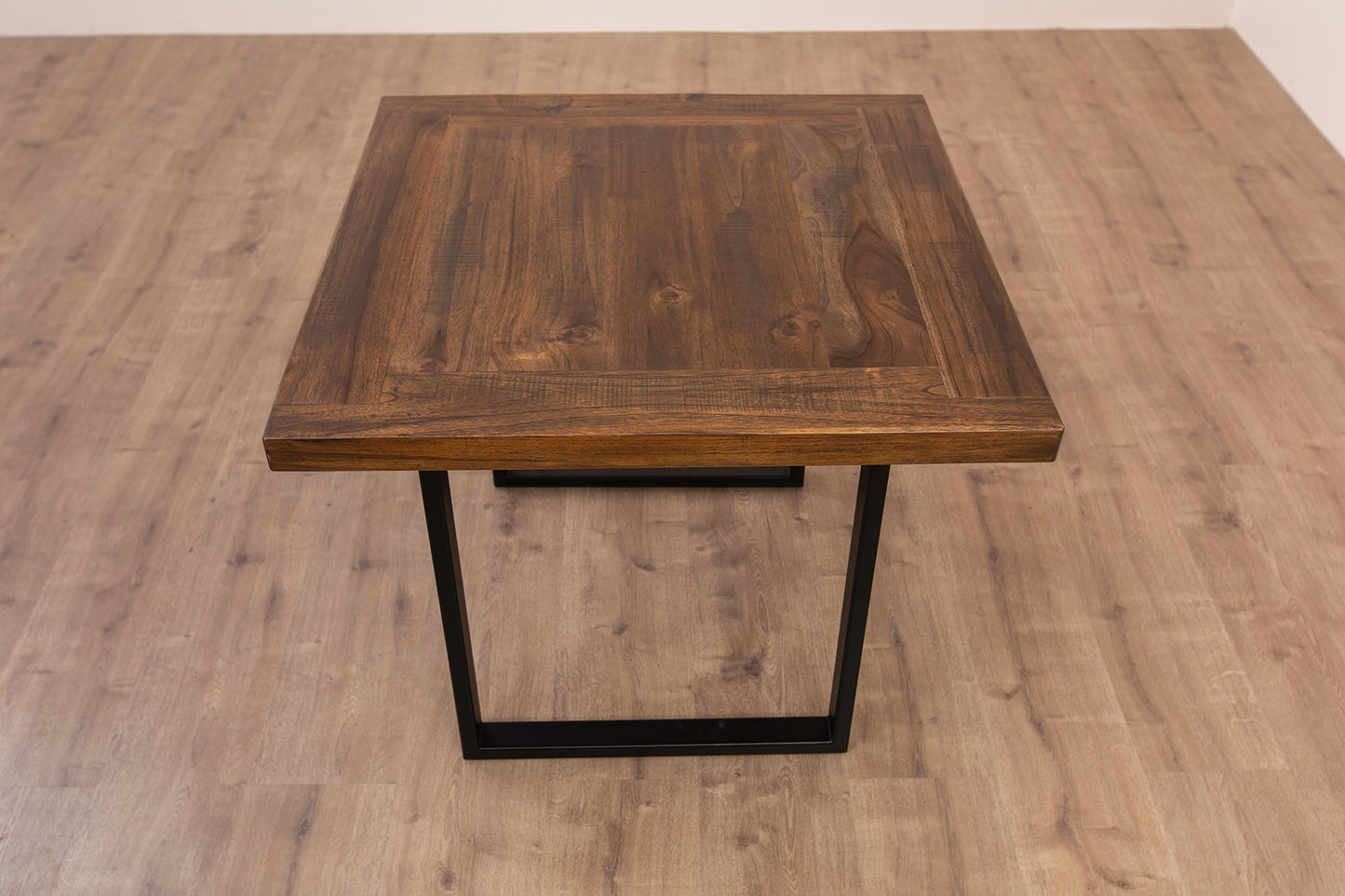 30x30" Teak Mission Edge Side Table, Organic-Texture Cocoa Finish