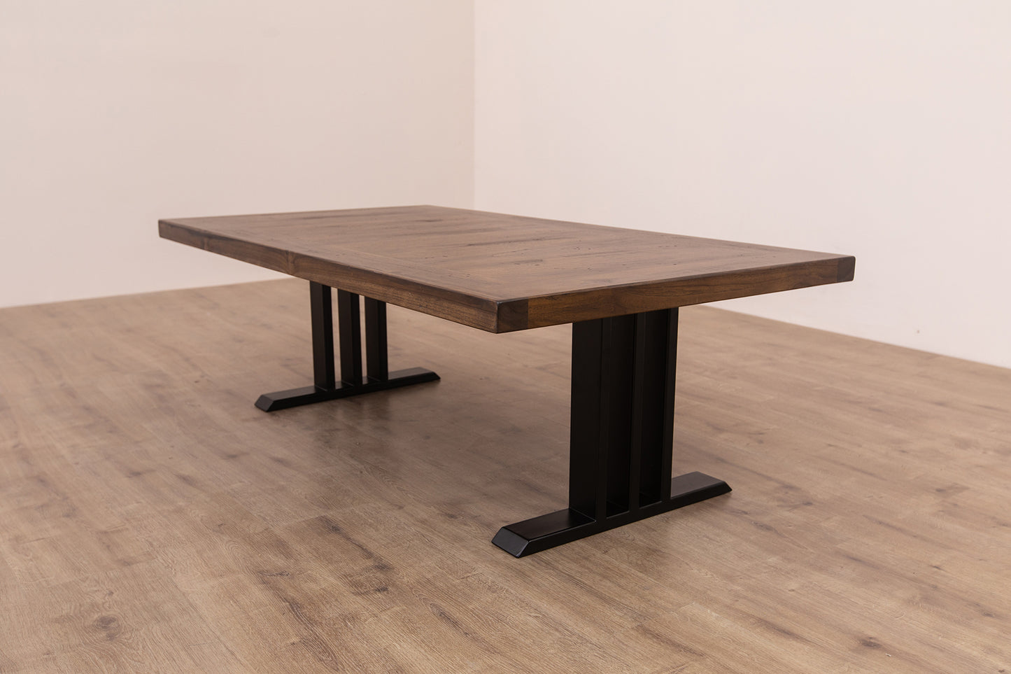 55x30" Teak Mission Edge Coffee Table, Smooth-Texture Cocoa Finish