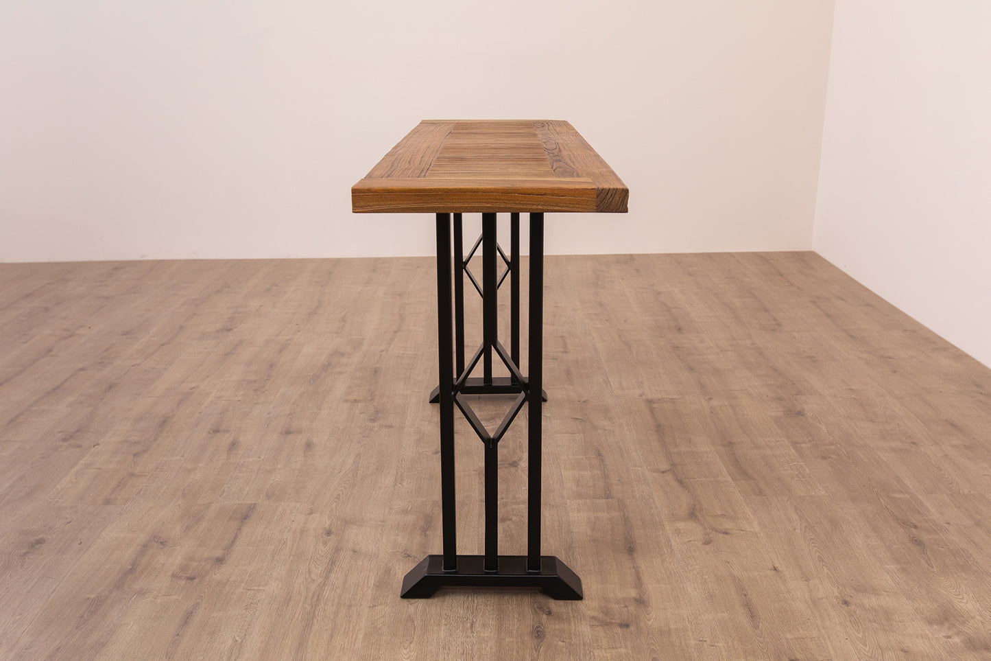 52x12" Teak Mission Edge Console Table, Brushed-Texture Autumn Finish
