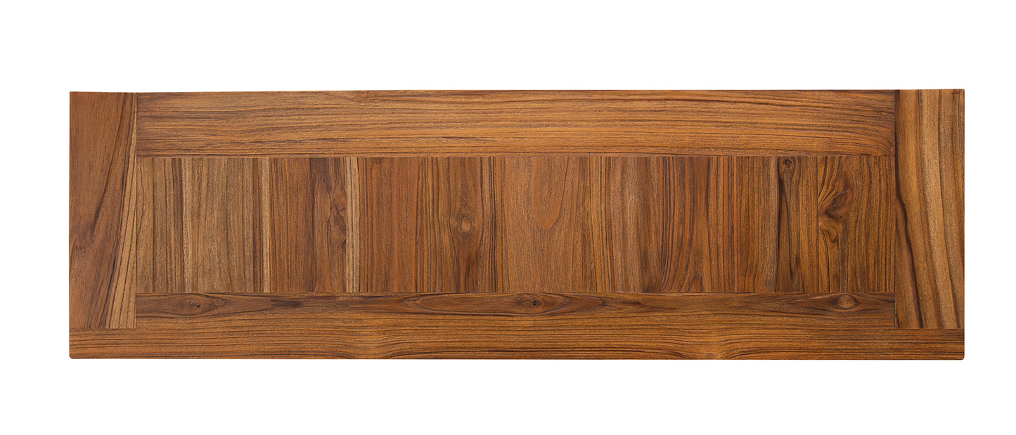 52x12" Teak Mission Edge Console Table, Brushed-Texture Autumn Finish