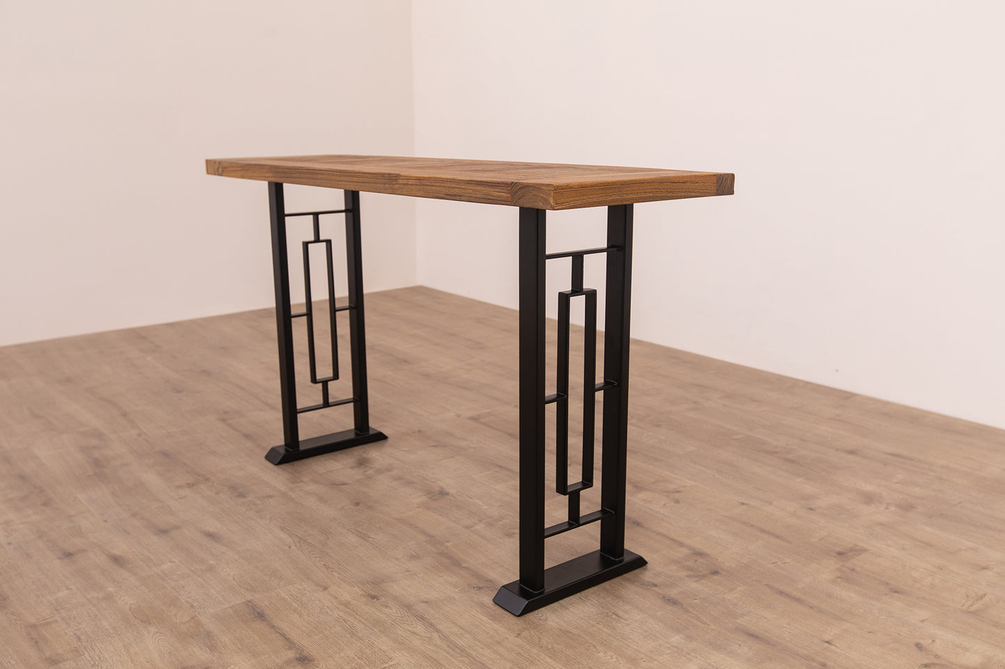 65x18" Teak Mission Edge Console Table, Smooth-Texture Autumn Finish