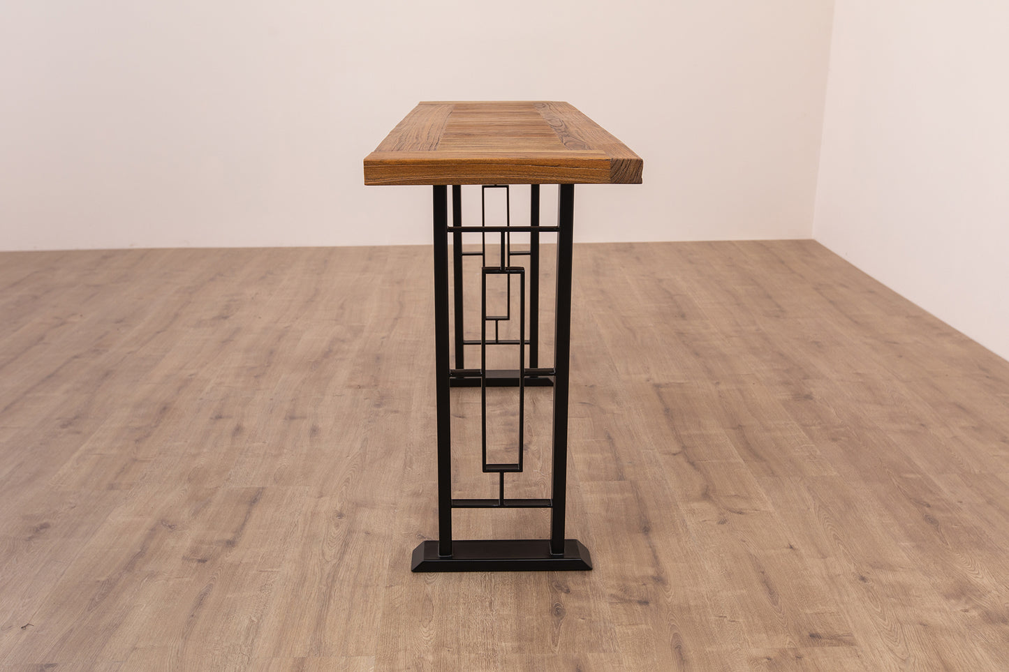 65x18" Teak Mission Edge Console Table, Smooth-Texture Autumn Finish