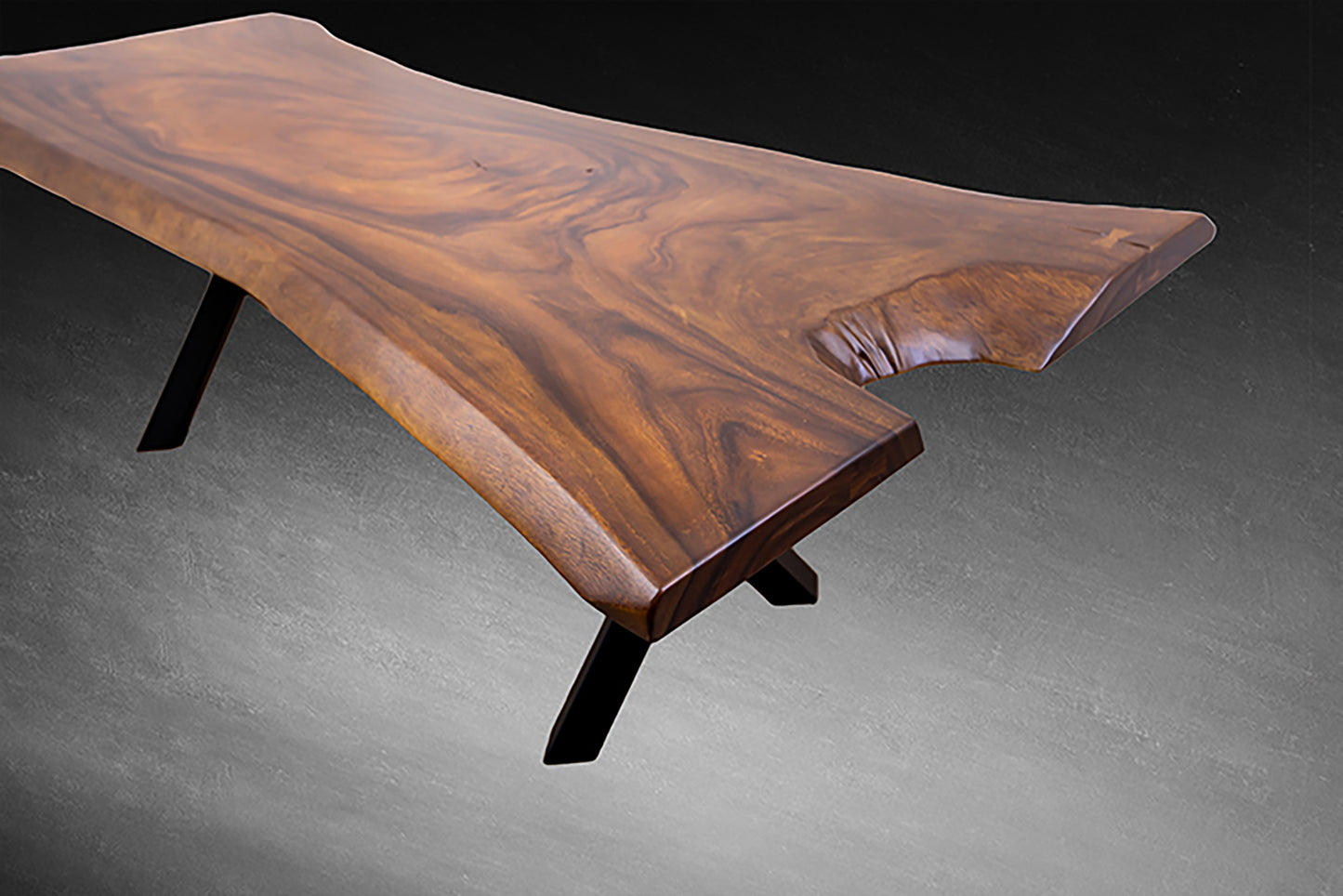 Acacia Slab 97x49" Live Edge, Smooth-Texture Milk Chocolate Finish