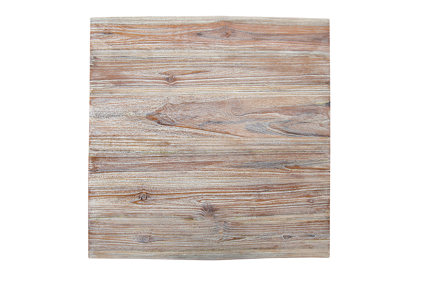30x30" Teak Live Edge Side Table, Brushed-Texture Sun Bleached Finish