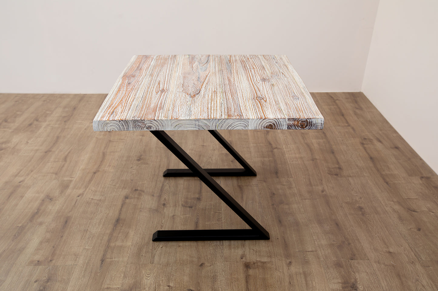 30x30" Teak Live Edge Side Table, Brushed-Texture Sun Bleached Finish