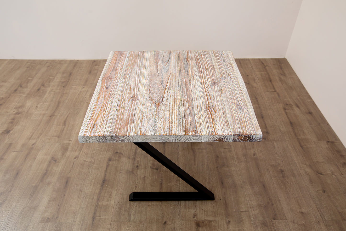 30x30" Teak Live Edge Side Table, Brushed-Texture Sun Bleached Finish