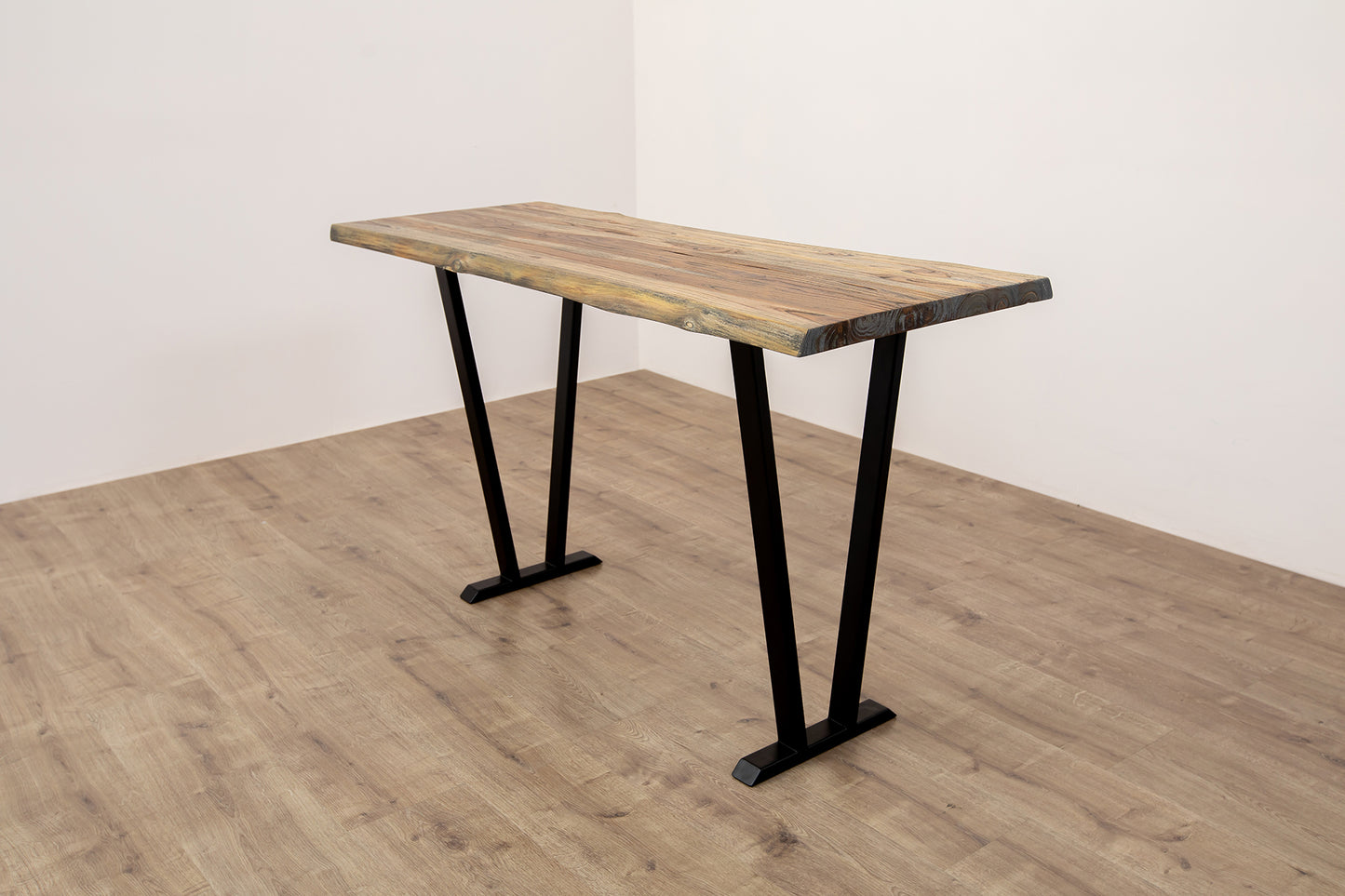 52x12" Teak Live Edge Console Table, Brushed-Texture Autumn Finish