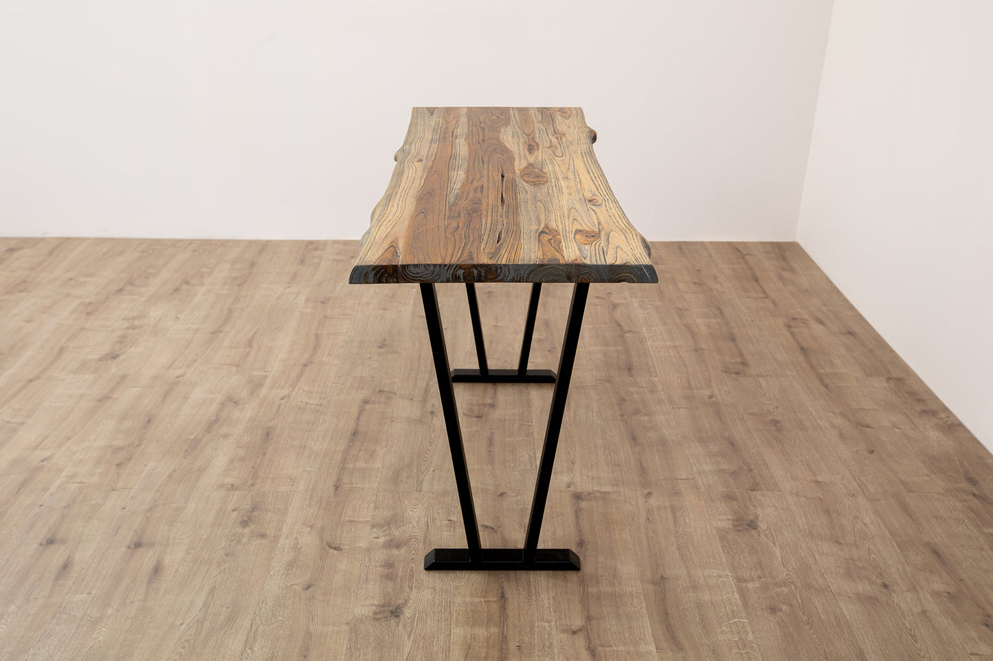 52x12" Teak Live Edge Console Table, Brushed-Texture Autumn Finish