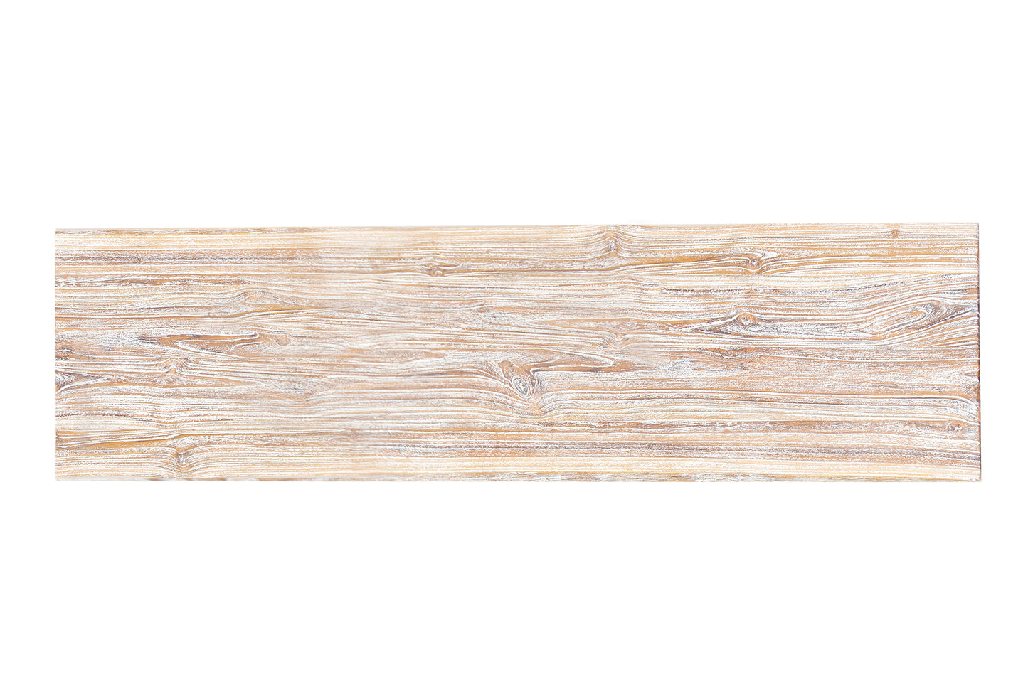 65x18" Teak Live Edge Console Table, Smooth-Texture Sun Bleached Finish