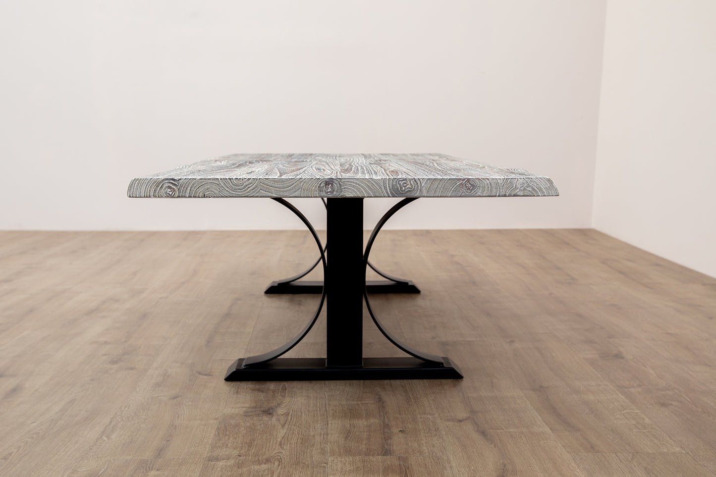 55x30" Teak Live Edge Coffee Table, Brushed-Texture Weathered Finish