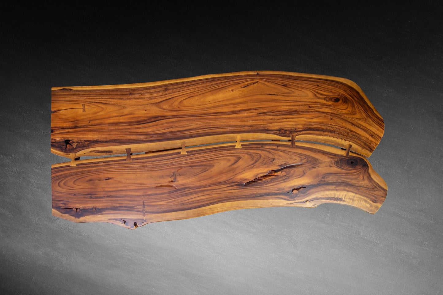 Acacia 88x40" Nakashima Inspired Live Edge, Smooth-Texture Milk Choc Finish