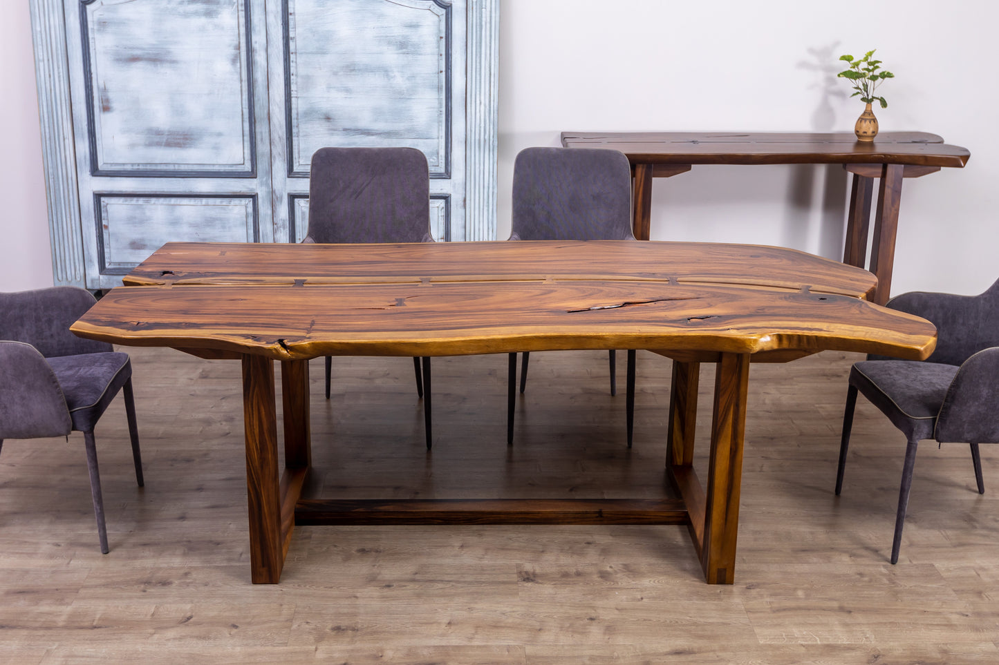 Acacia 88x40" Nakashima Inspired Live Edge, Smooth-Texture Milk Choc Finish