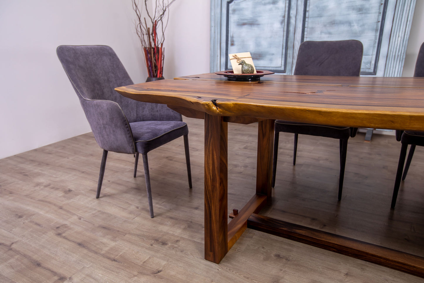 Acacia 88x40" Nakashima Inspired Live Edge, Smooth-Texture Milk Choc Finish