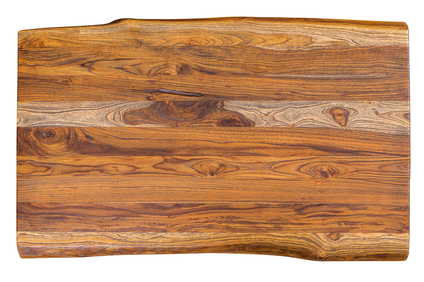 48x30" Teak Live Edge Coffee Table, Brushed-Texture Autumn Finish