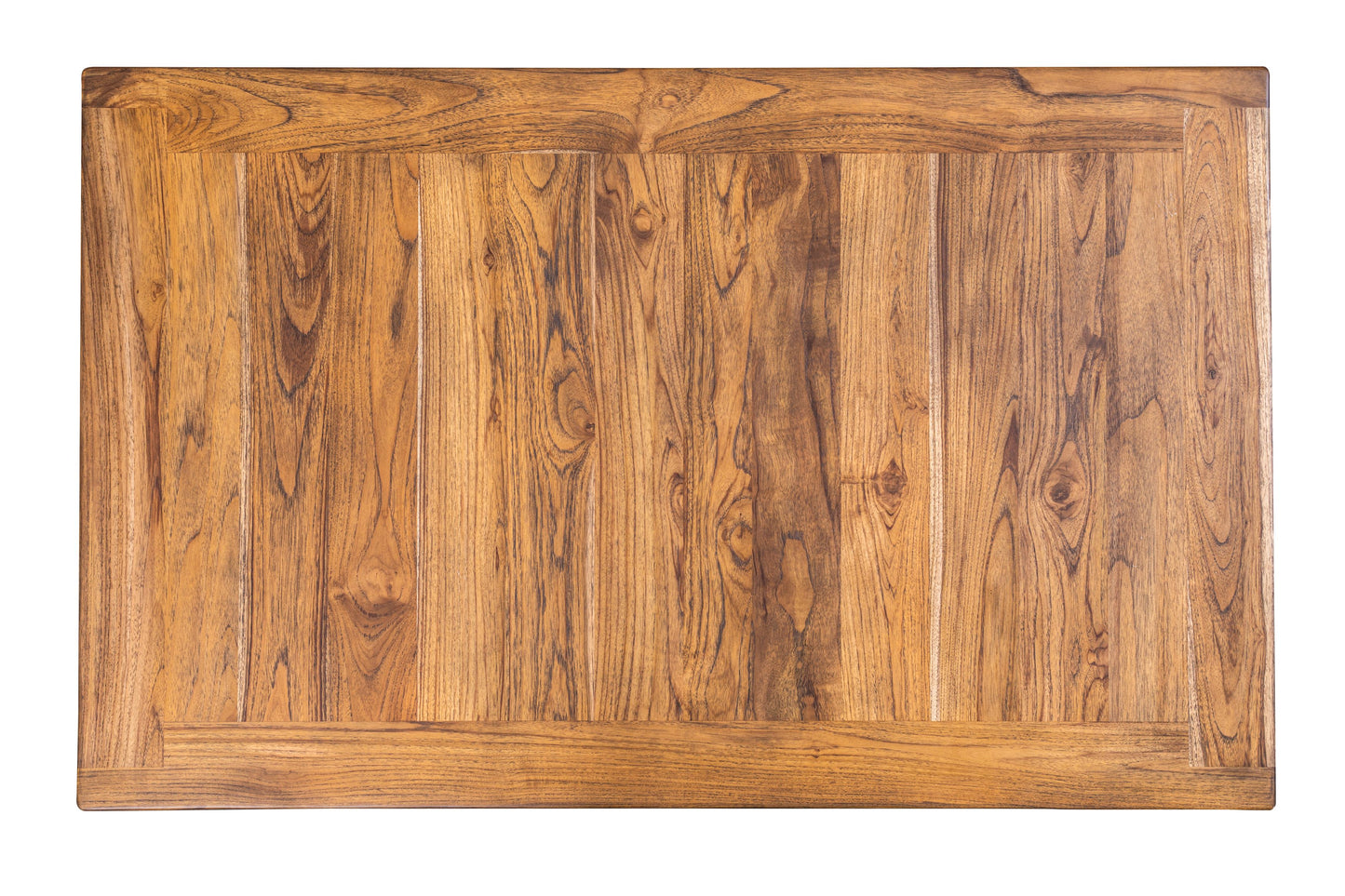 48x30" Teak Mission Edge Coffee Table, Brushed-Texture Autumn Finish