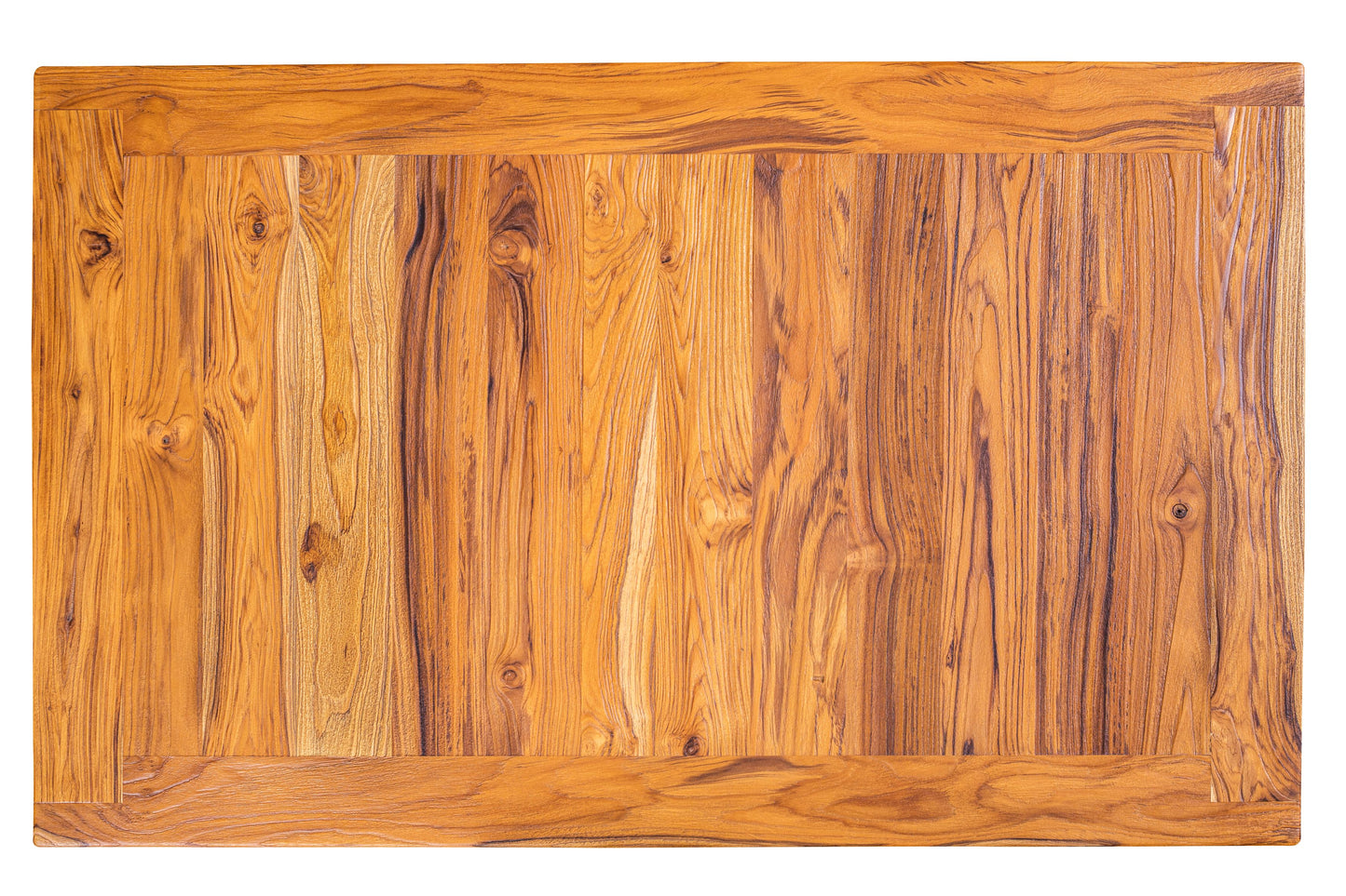 48x30" Teak Mission Edge Coffee Table, Brushed-Texture Natural Finish