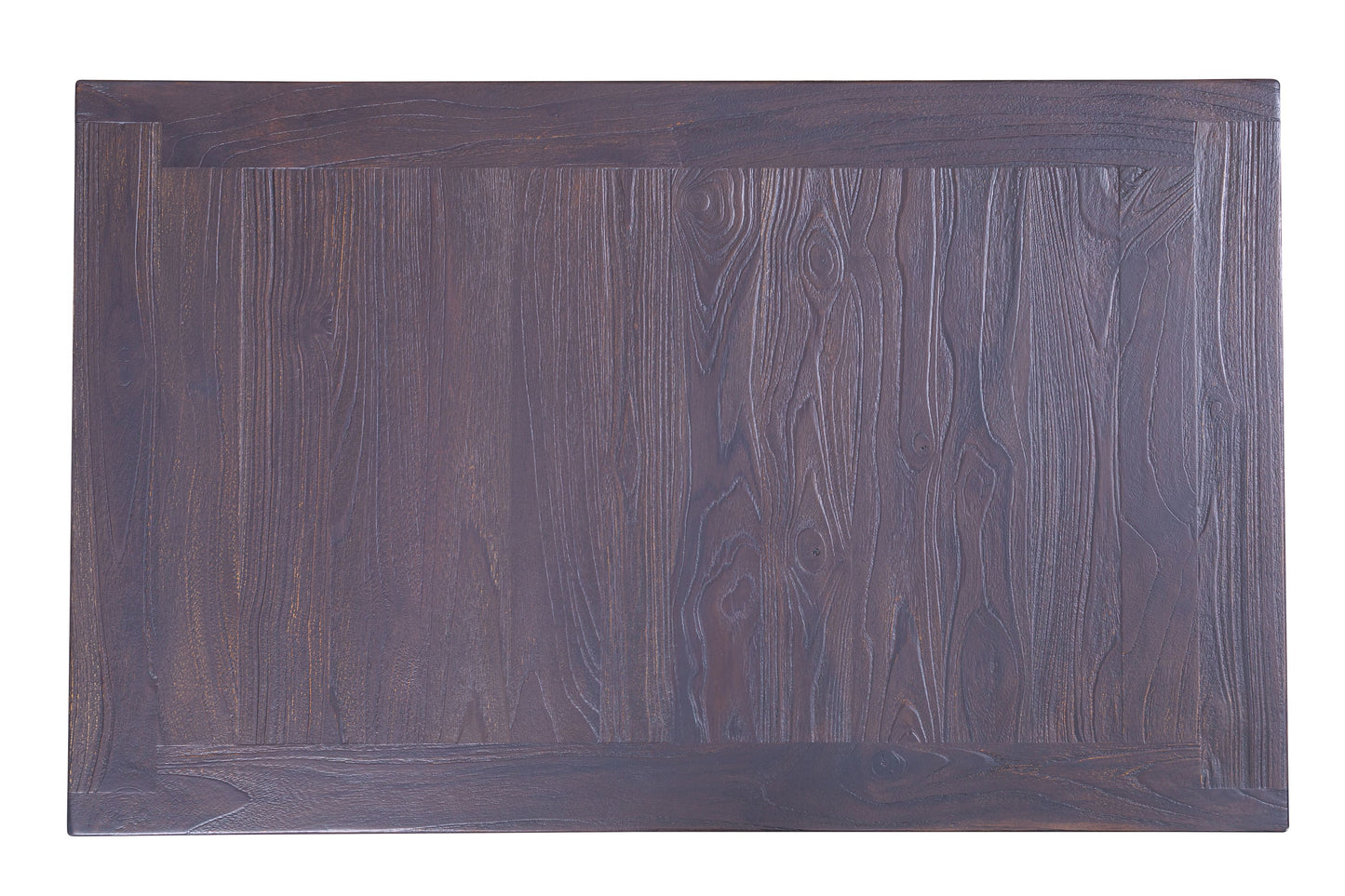48x30" Teak Mission Edge Coffee Table, Brushed-Texture Anthracite Grey Finish