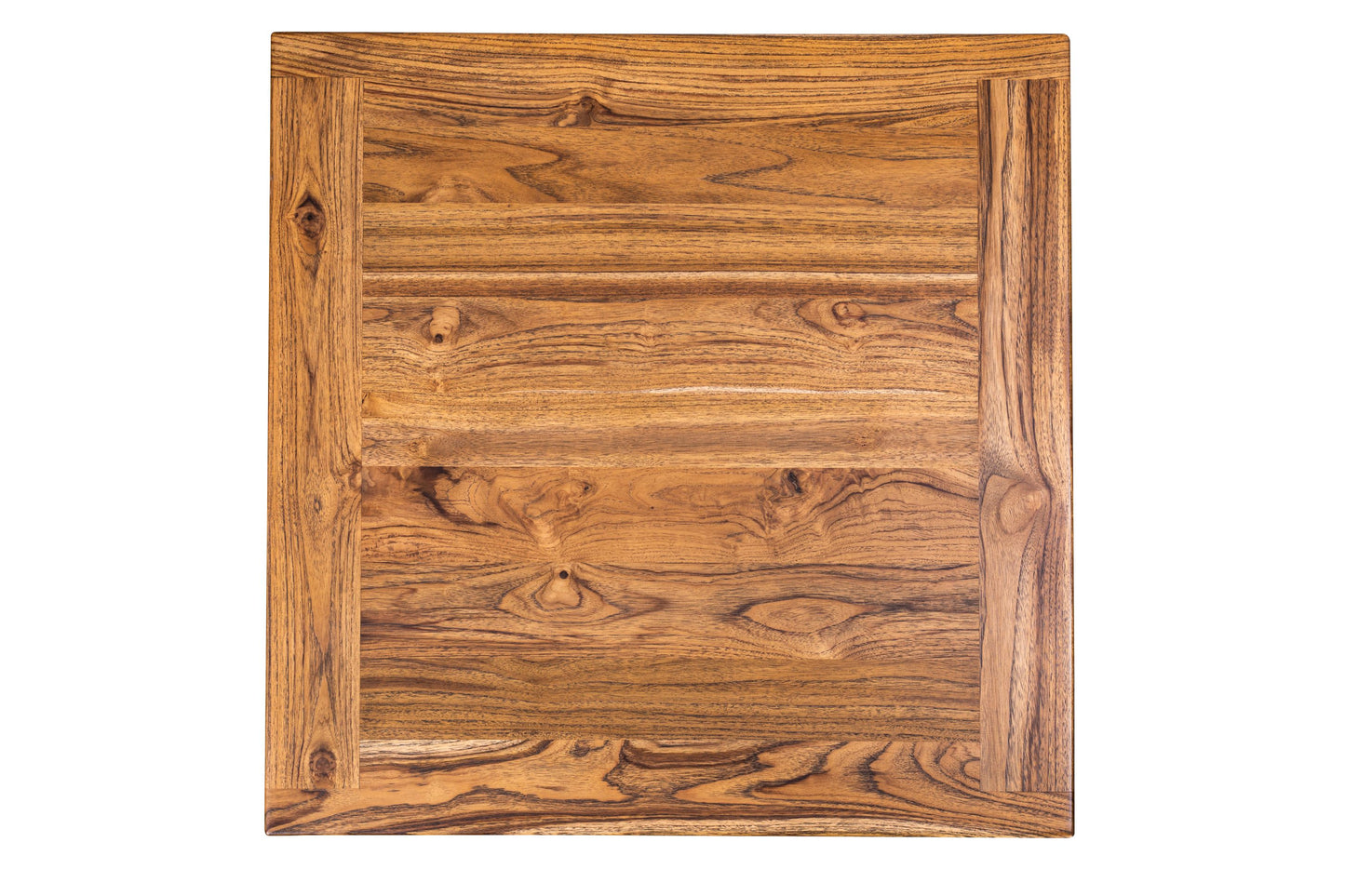 30x30" Teak Mission Edge Side Table, Brushed-Texture Autumn Finish