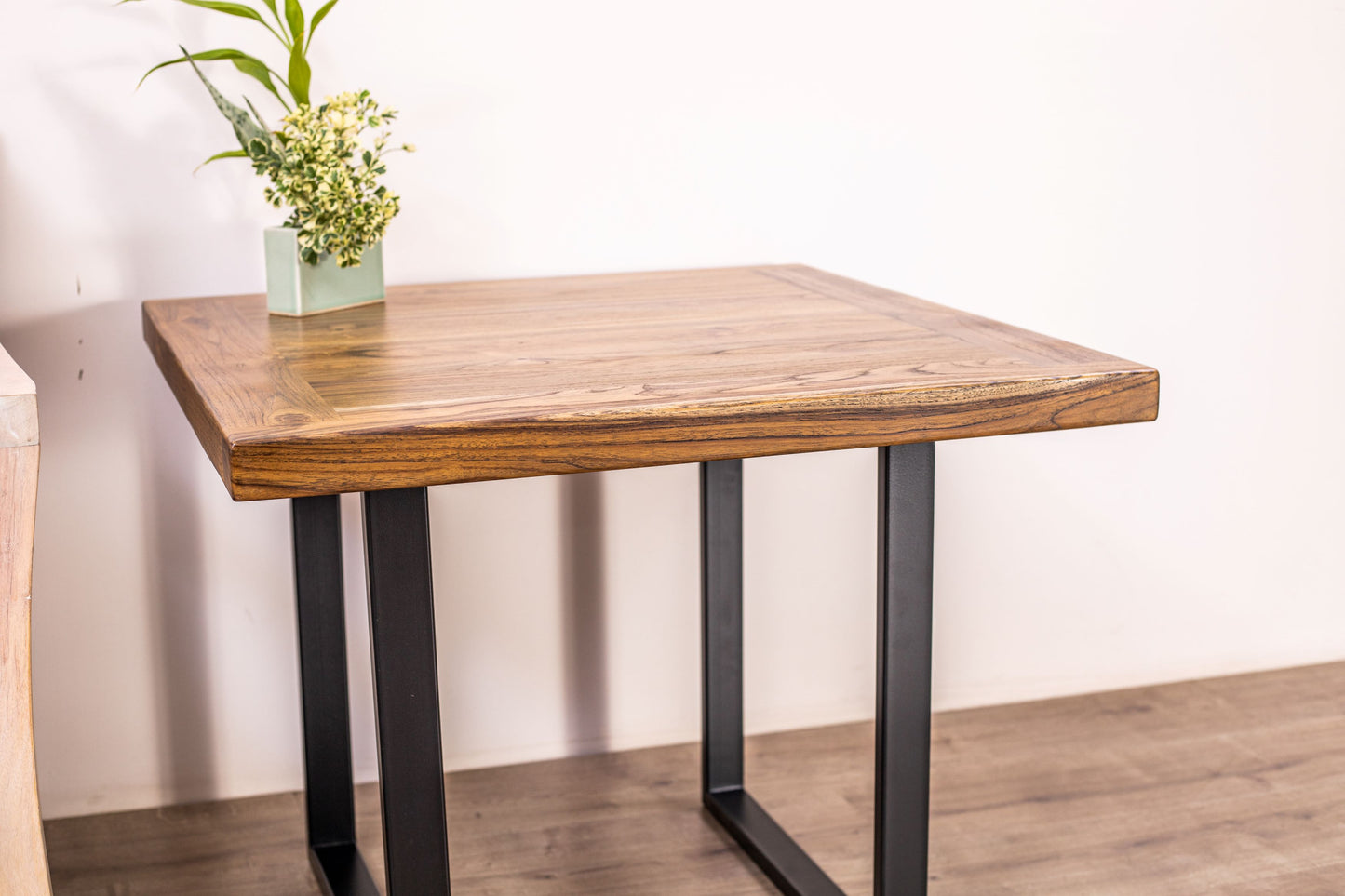 30x30" Teak Mission Edge Side Table, Brushed-Texture Autumn Finish