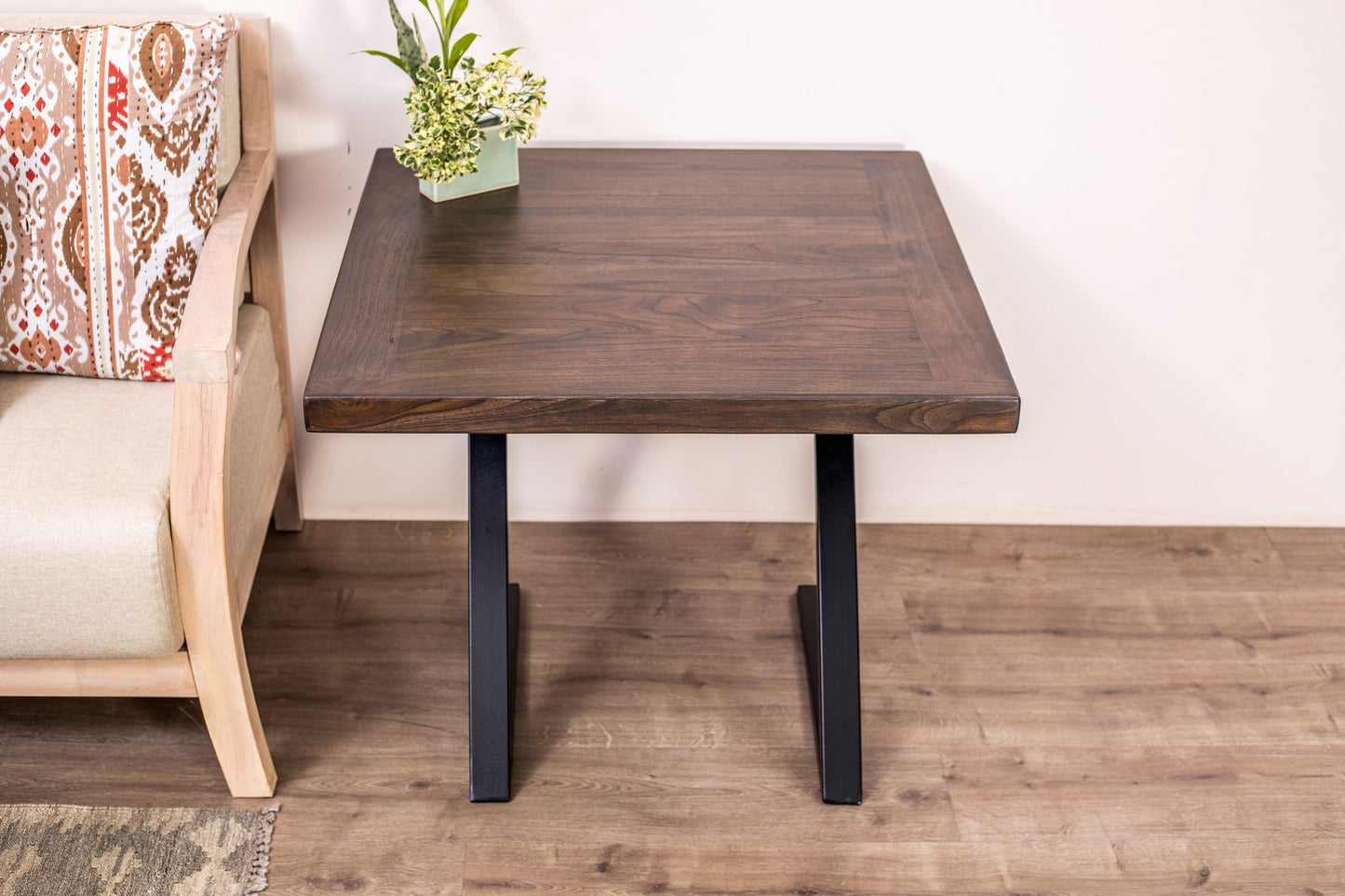 30x30" Teak Mission Edge Side Table, Smooth-Texture Cocoa Finish