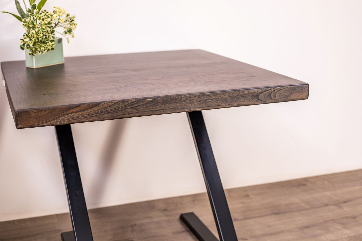 30x30" Teak Mission Edge Side Table, Smooth-Texture Cocoa Finish