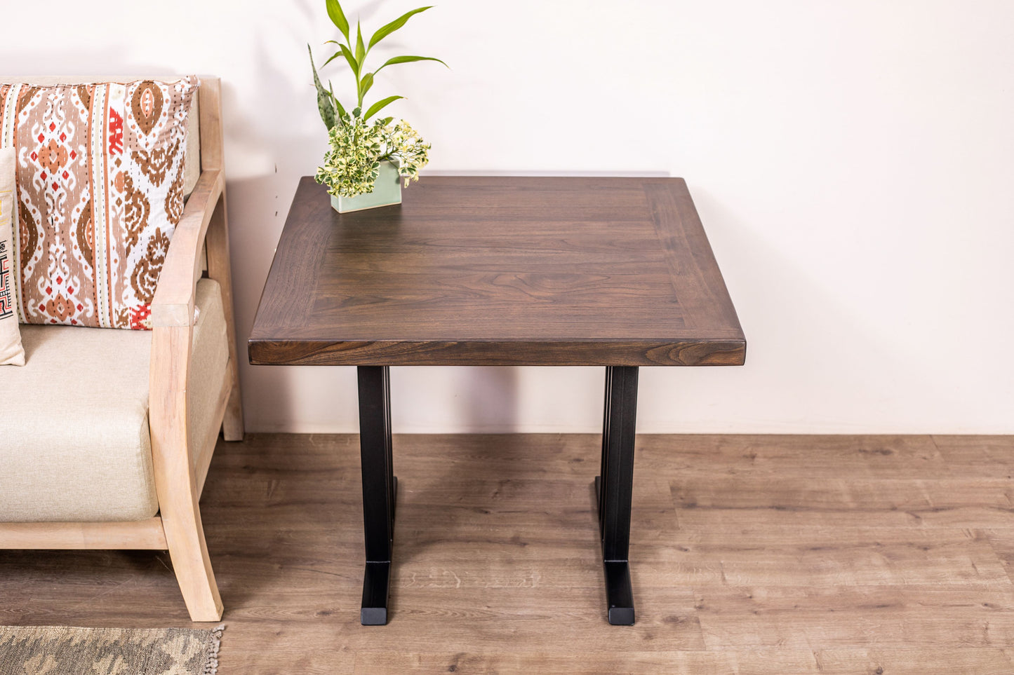 30x30" Teak Mission Edge Side Table, Smooth-Texture Cocoa Finish